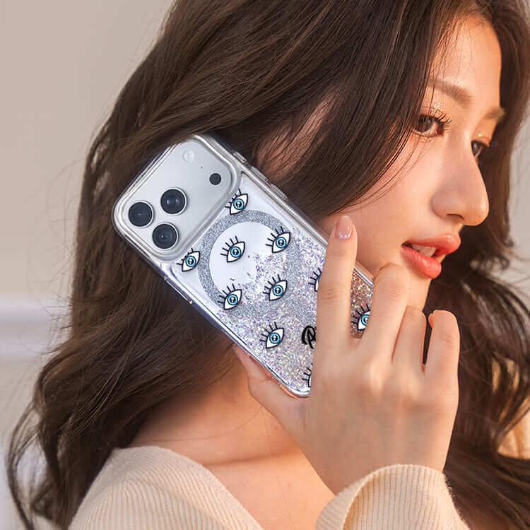 藍色眼睛 (MagSafe磁吸) 閃耀鏡面殼 - (訂製名字) iPhone客製化手機殼