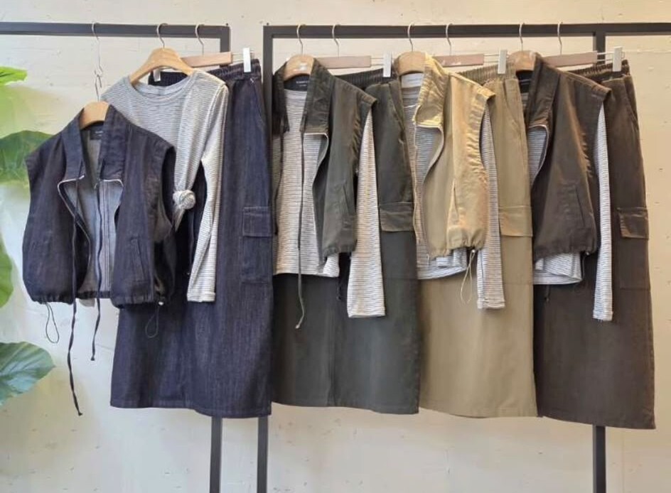 HP07  ( 1SET 3件  ) 橫間T  :胸38 -50   長21.5 / 馬甲:胸46 長19 / 下身 裙 :腰24-37 HIP43 長37 $799