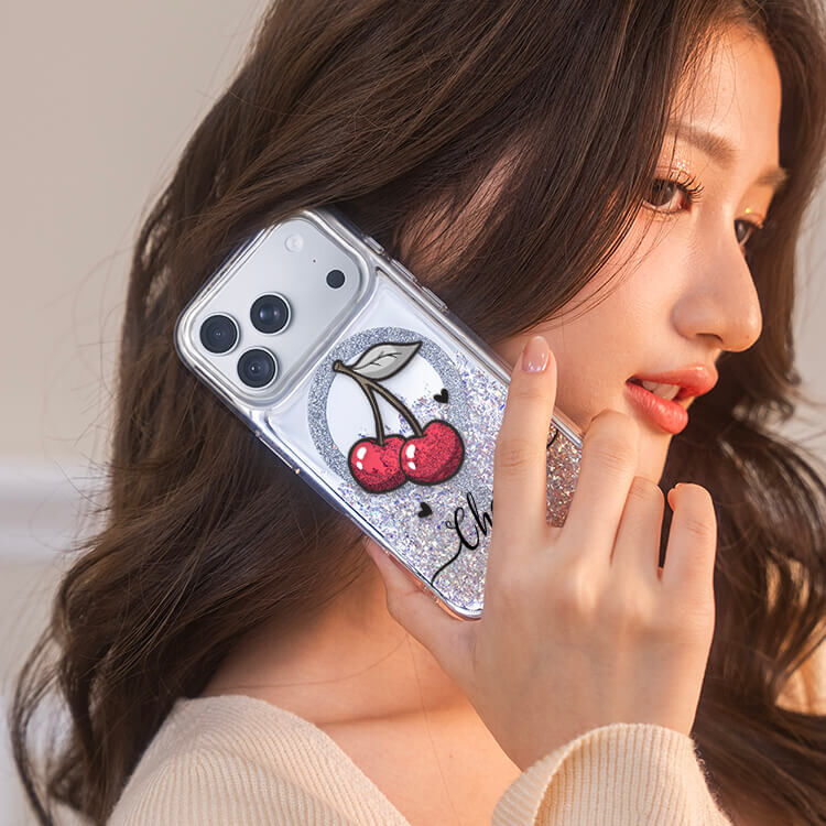 可愛小櫻 (MagSafe磁吸) 閃耀鏡面殼 - (訂製名字) iPhone客製化手機殼