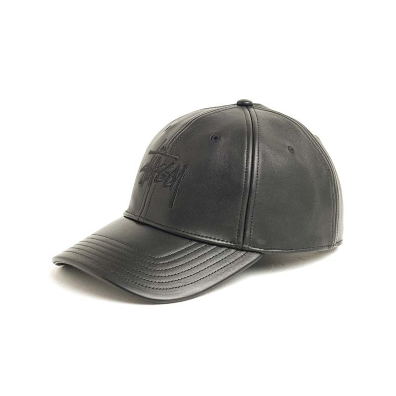 Stussy Leather Basic Stussy Cap Black 皮革 棒球帽 帽子 黑色 1311233-BK [台灣現貨]
