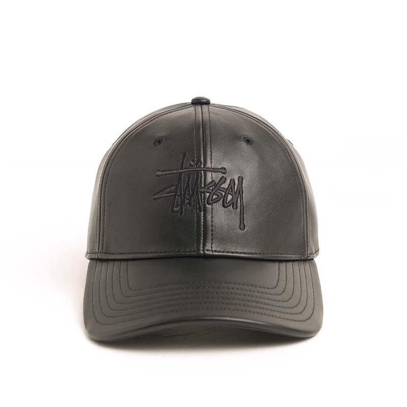 Stussy Leather Basic Stussy Cap Black 皮革 棒球帽 帽子 黑色 1311233-BK [台灣現貨]