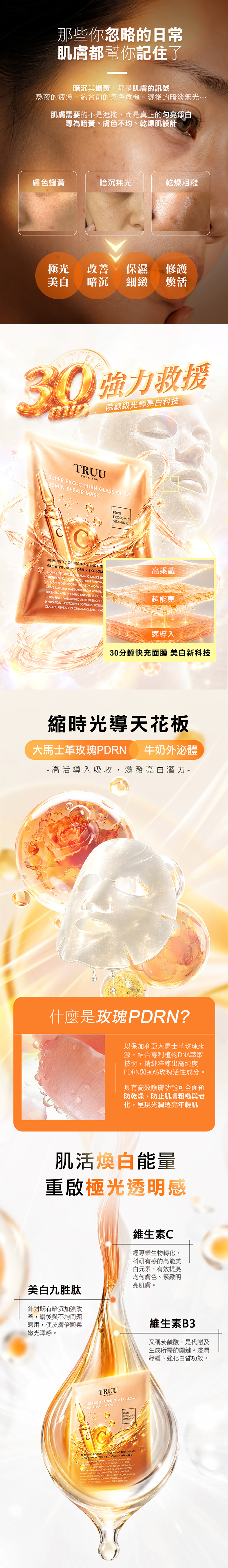 TRUU 超能亮PDRN外泌C 30分鐘面膜(1片)