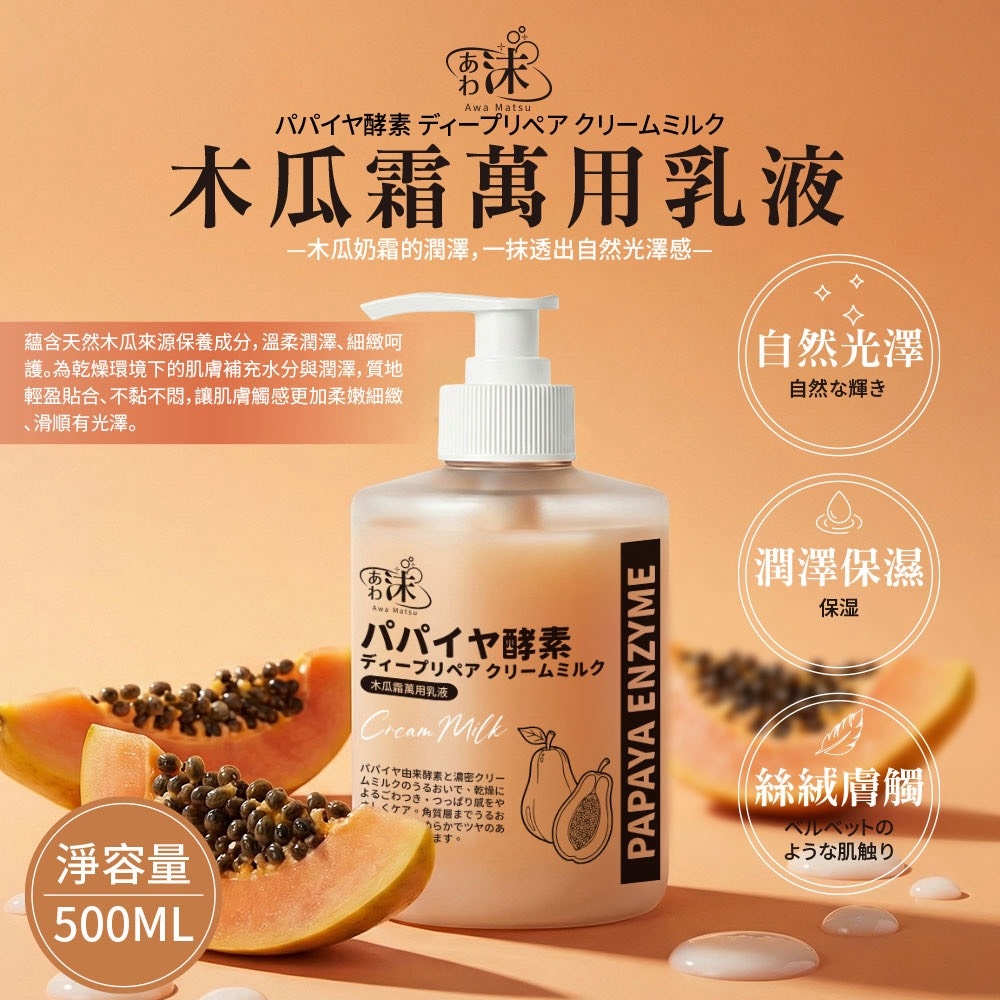 WSBB10240  🫧あわ🫧沫💧 萬用木瓜霜乳液 500ml（11月下旬）