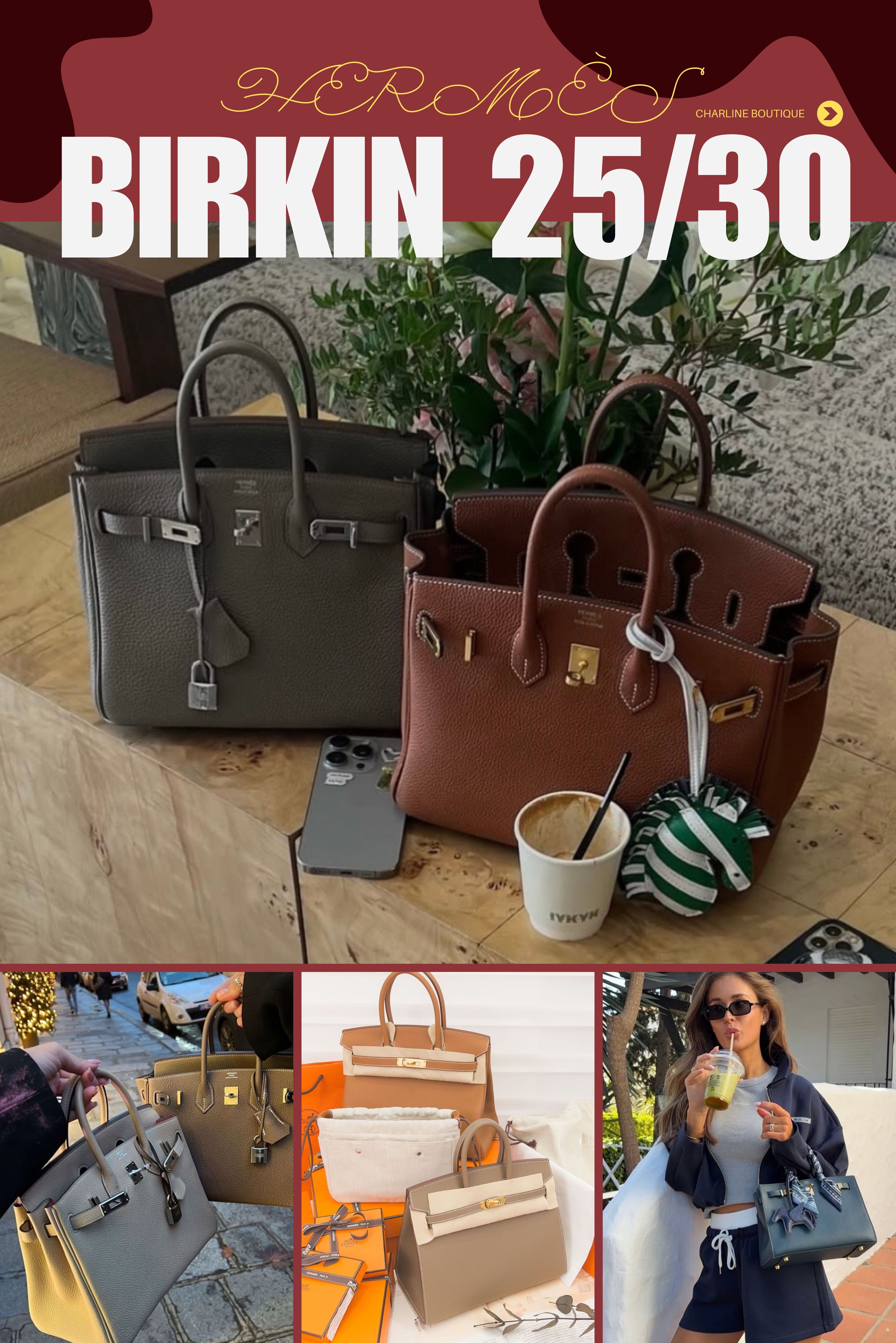 Hermès Rodeo 吊飾、包款與專櫃整理畫面拼貼|Charline Boutique