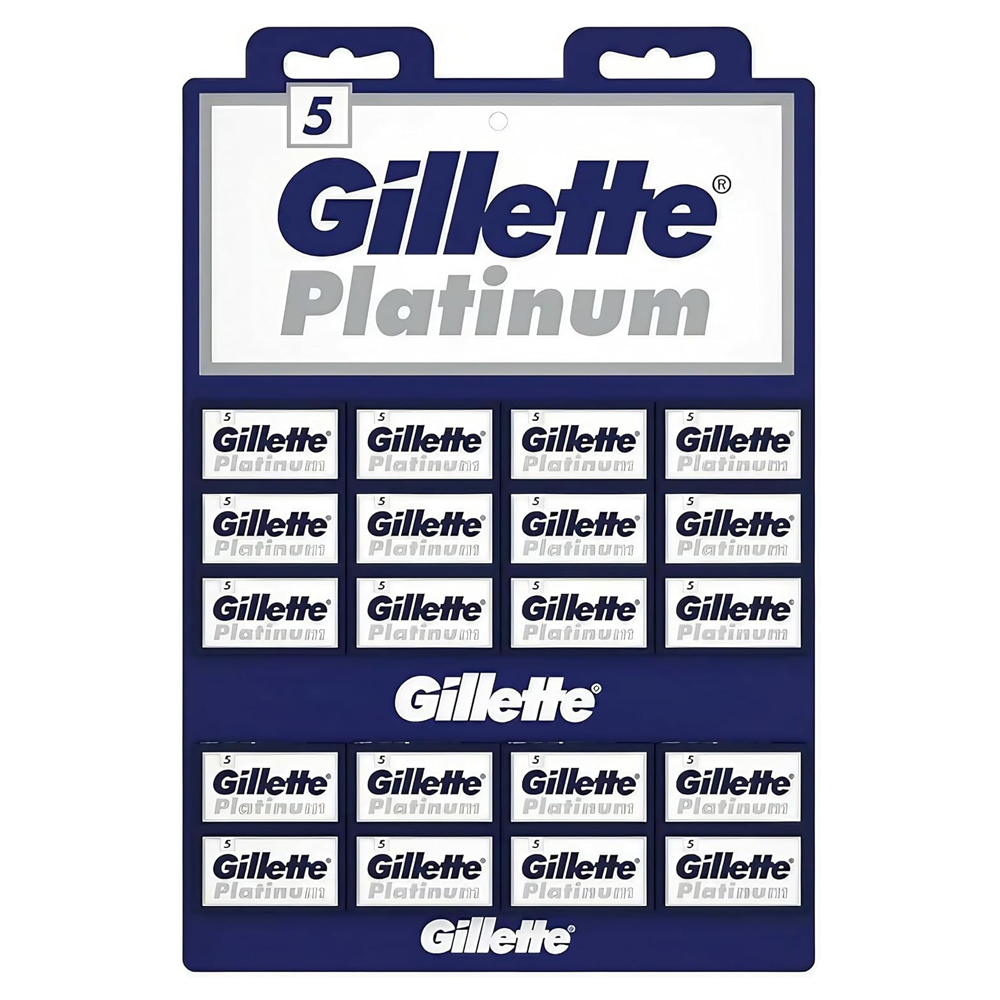 美國 Gillette - 極致白金 雙面刮鬍刀片（5片裝 / 通用傳統復古雙刃安全刮鬍刀）