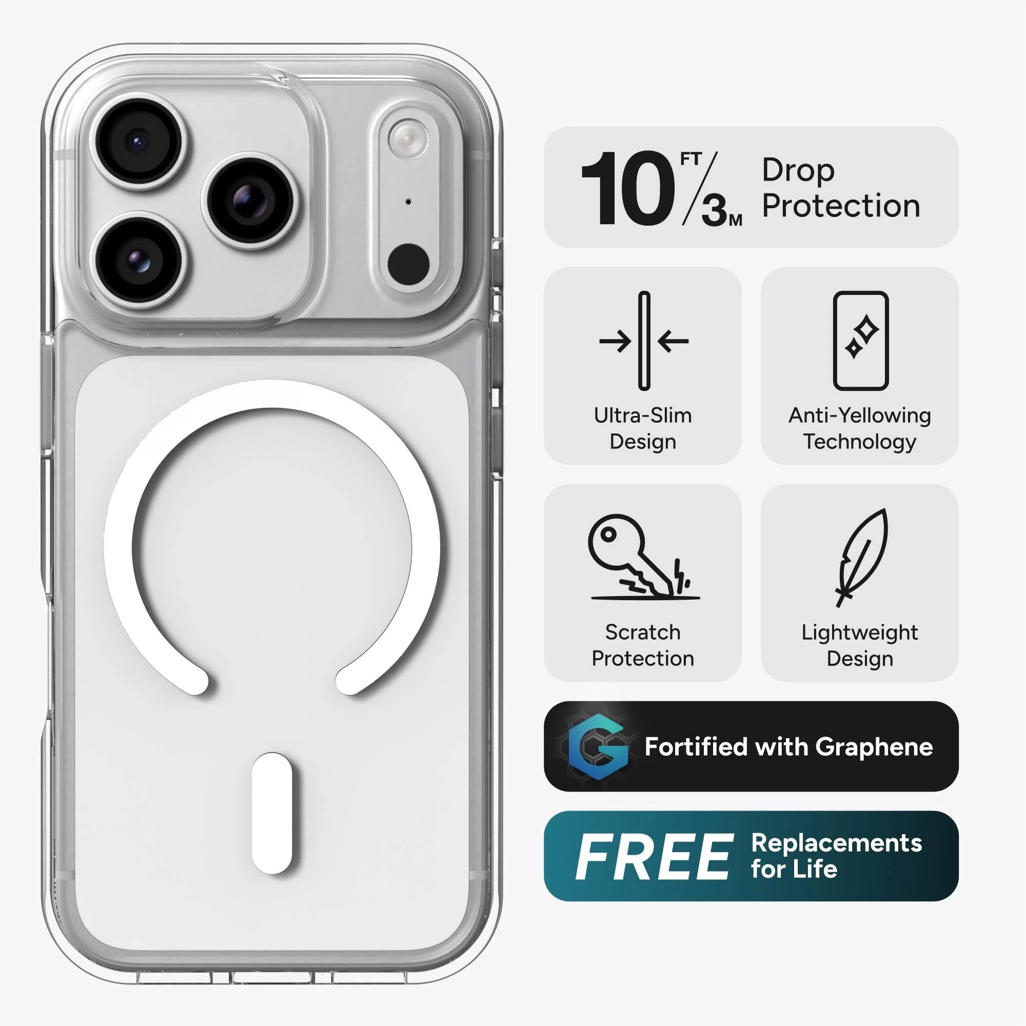 Zagg iPhone 18 Pro系列 Crystal Palace Snap Lite 輕量版磁吸透明石墨烯手機保護殼
