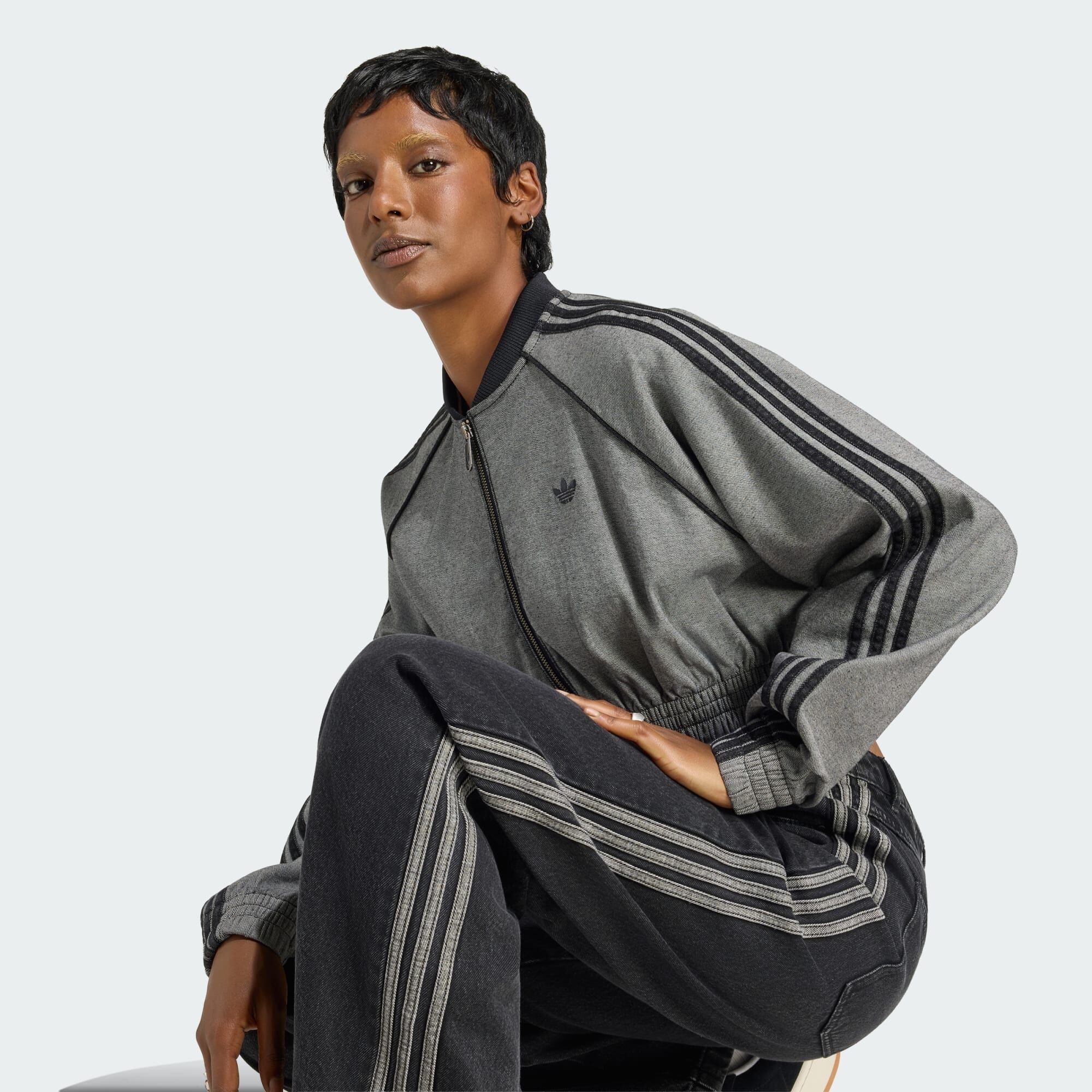 女款 ADIDAS SST TT DENIM JKT 灰黑 黑色 牛仔 丹寧 短版 寬鬆 外套【KS9215/KS9216】ADLP