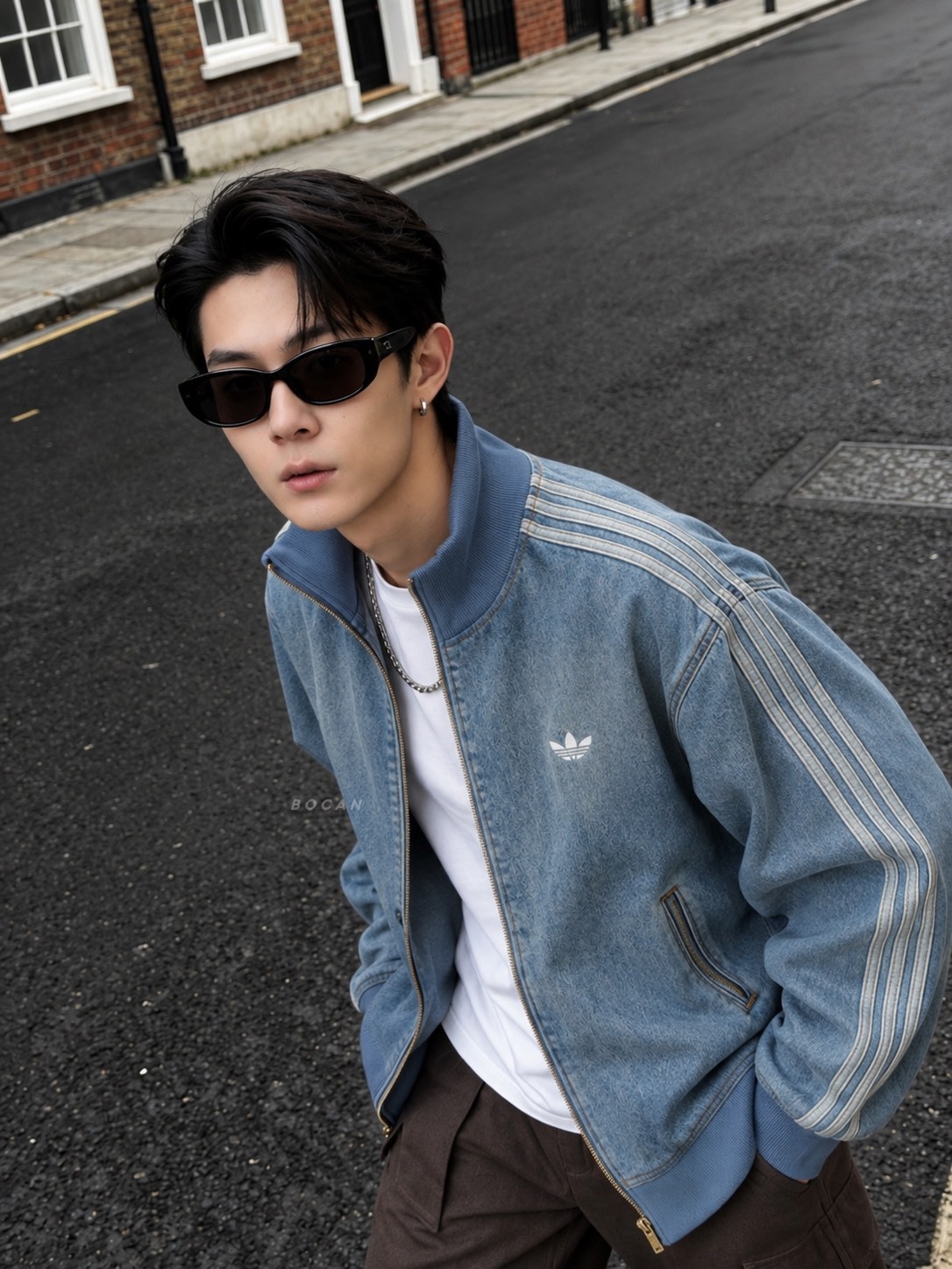 ADIDAS FIREBIRD 刷舊 牛仔外套 男款