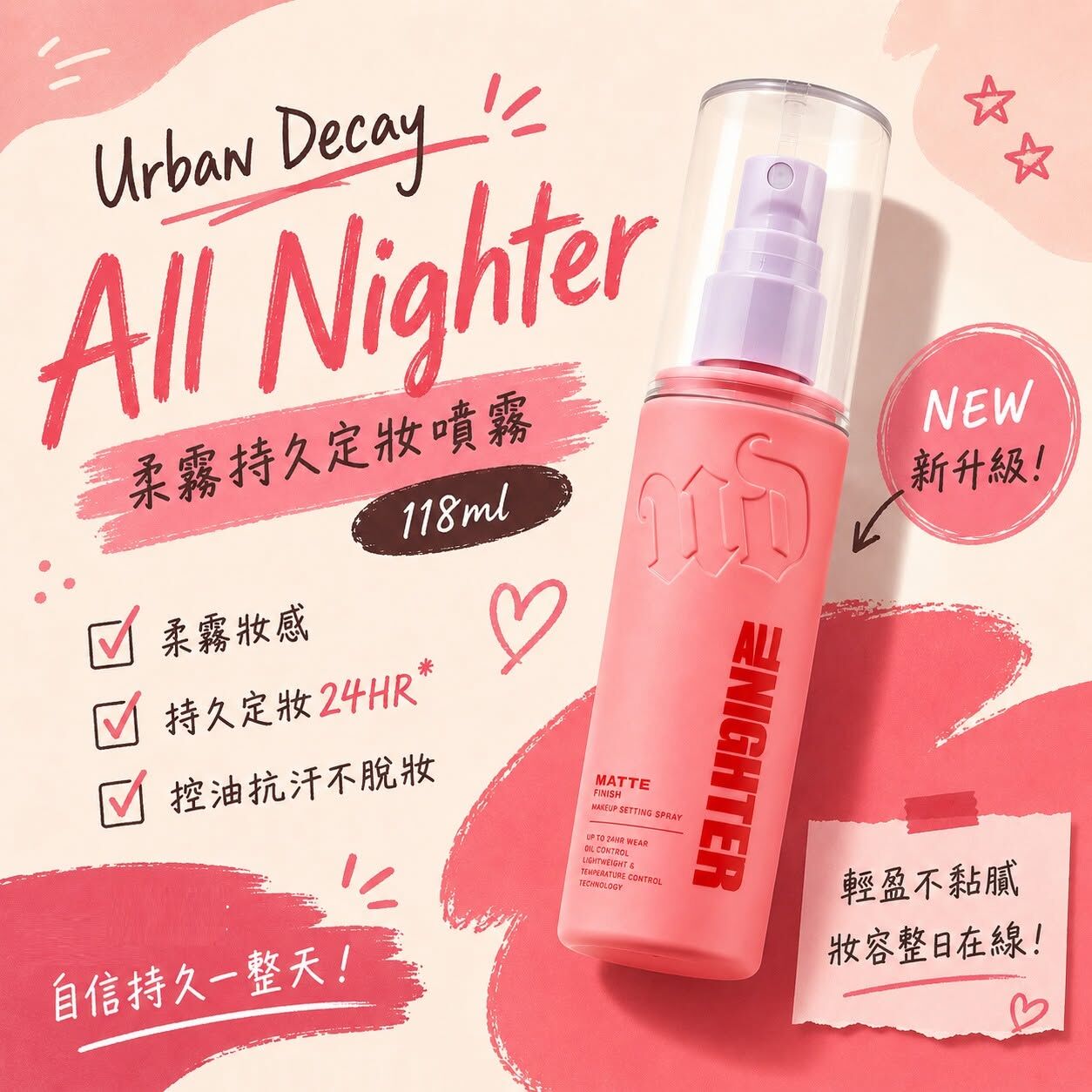 【現貨】Urban Decay All Nighter 柔霧持久定妝噴霧 118ml　【新版包裝】