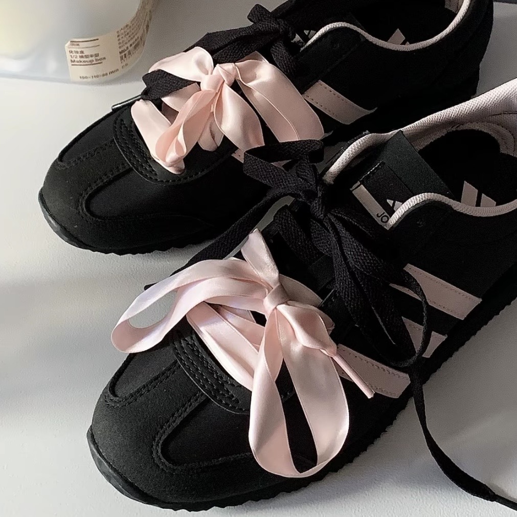 ADIDAS VS JOG 2 黑粉 緞帶 復古 德訓鞋 休閒鞋 薄底 百搭 KH7659