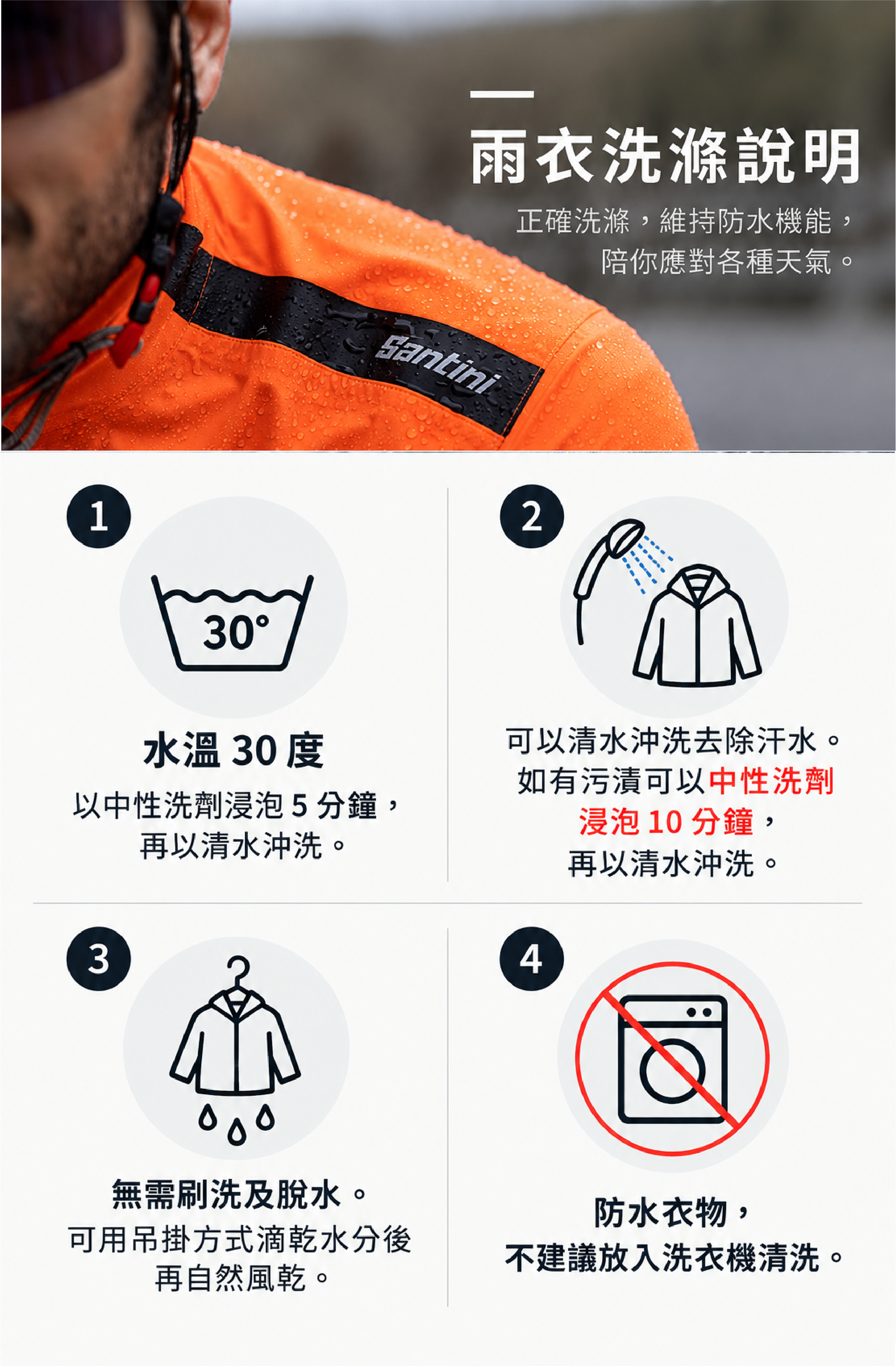 雨衣洗滌說明