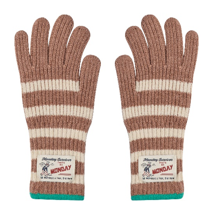 I HATE MONDAY｜Emblem Stripe Glove 徽章條紋手套 (3colors)