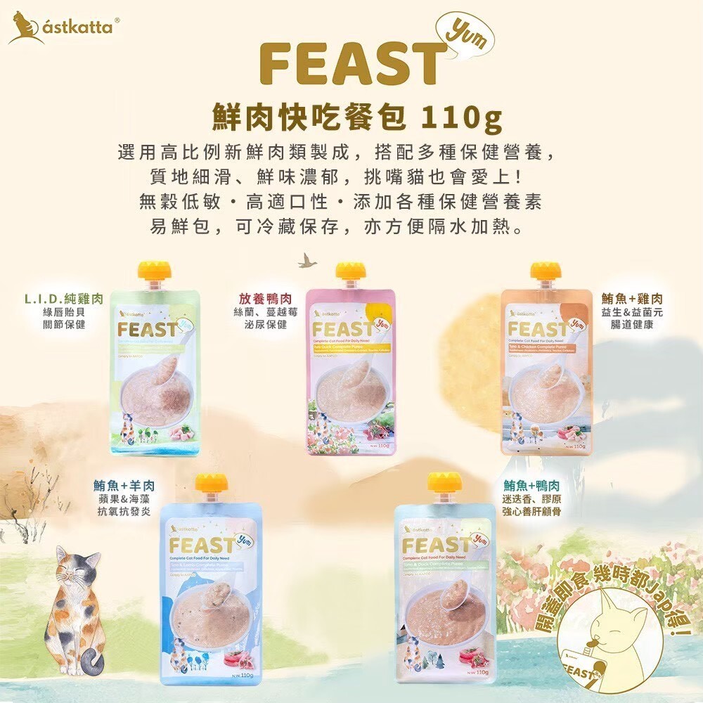 冰島 astkatta |FEAST 鮮肉快餐包 110g 貓咪主食餐包