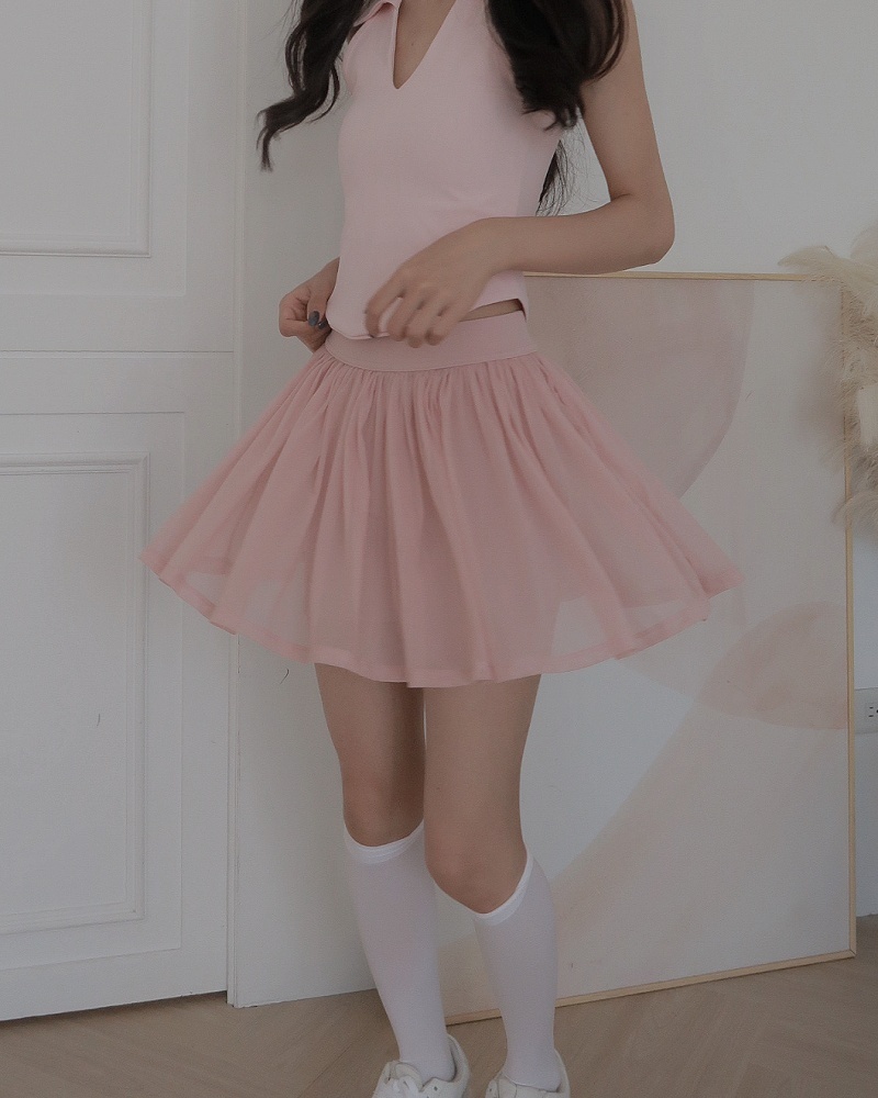 rosette skirt 芭蕾少女網紗褲裙 / 玫粉色