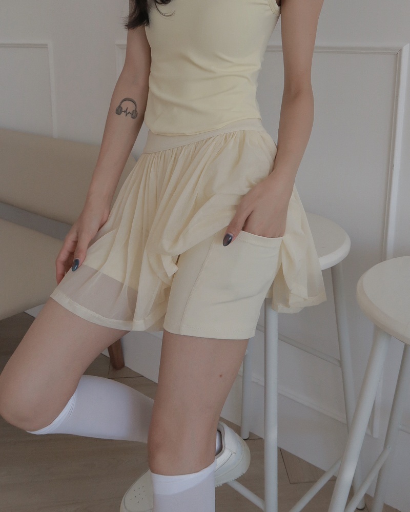 rosette skirt 芭蕾少女網紗褲裙 / 雞蛋黃色