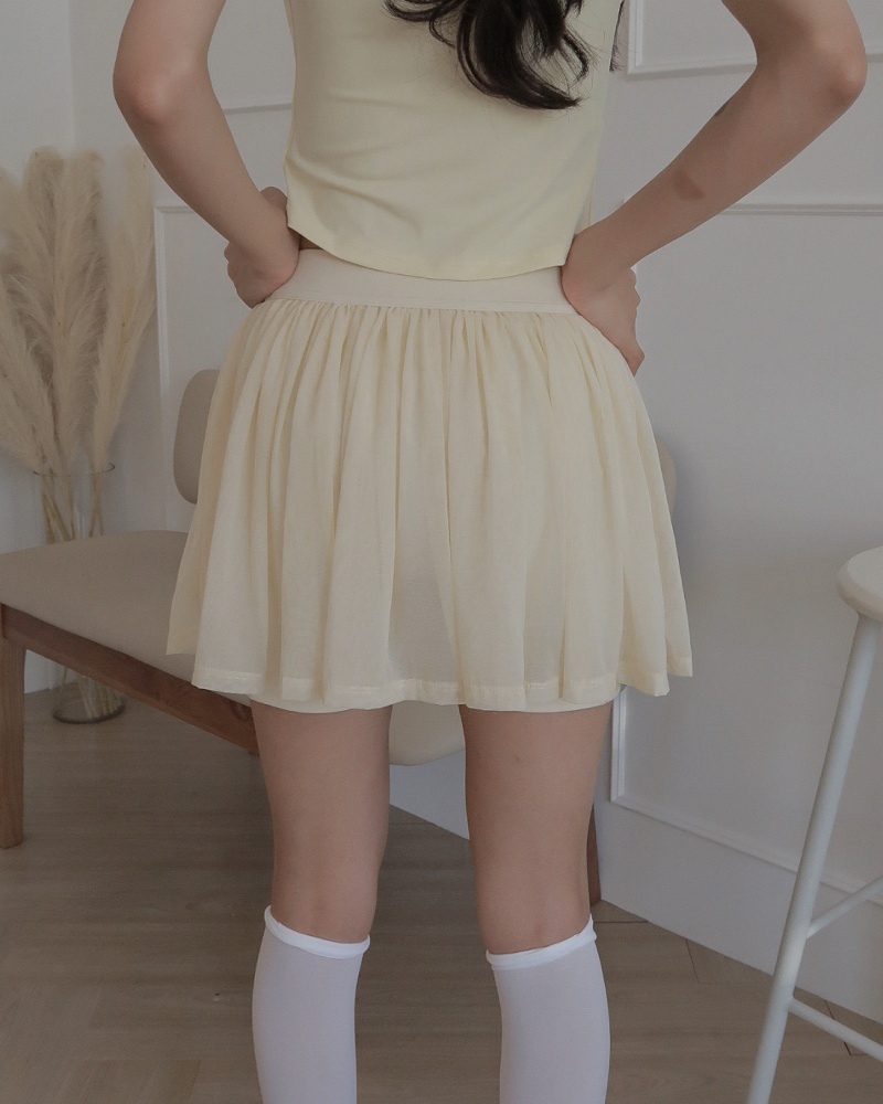 rosette skirt 芭蕾少女網紗褲裙 / 雞蛋黃色
