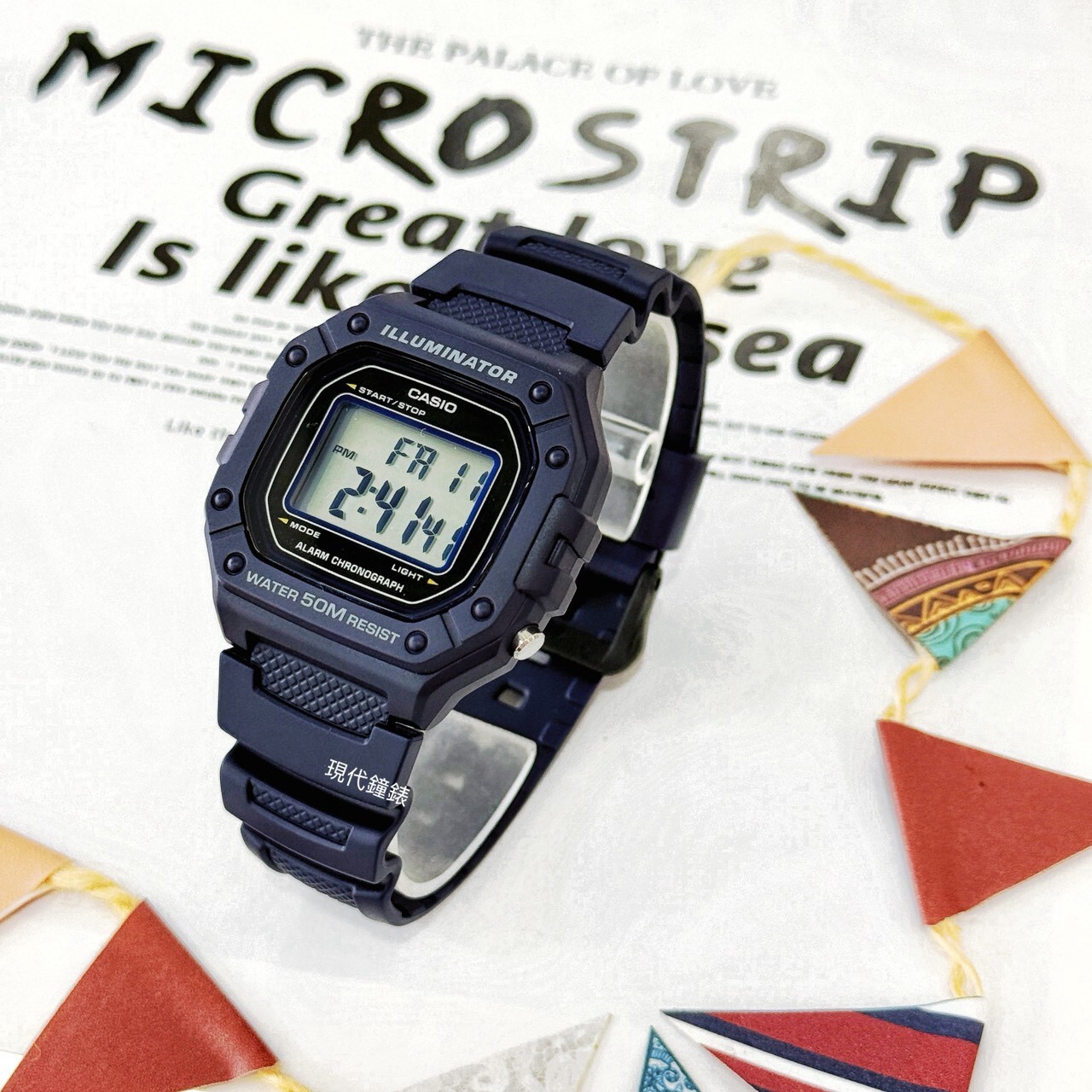 【CASIO 卡西歐】潮流復古方形電子錶 W-218H-2A 43.2mm現代鐘錶
