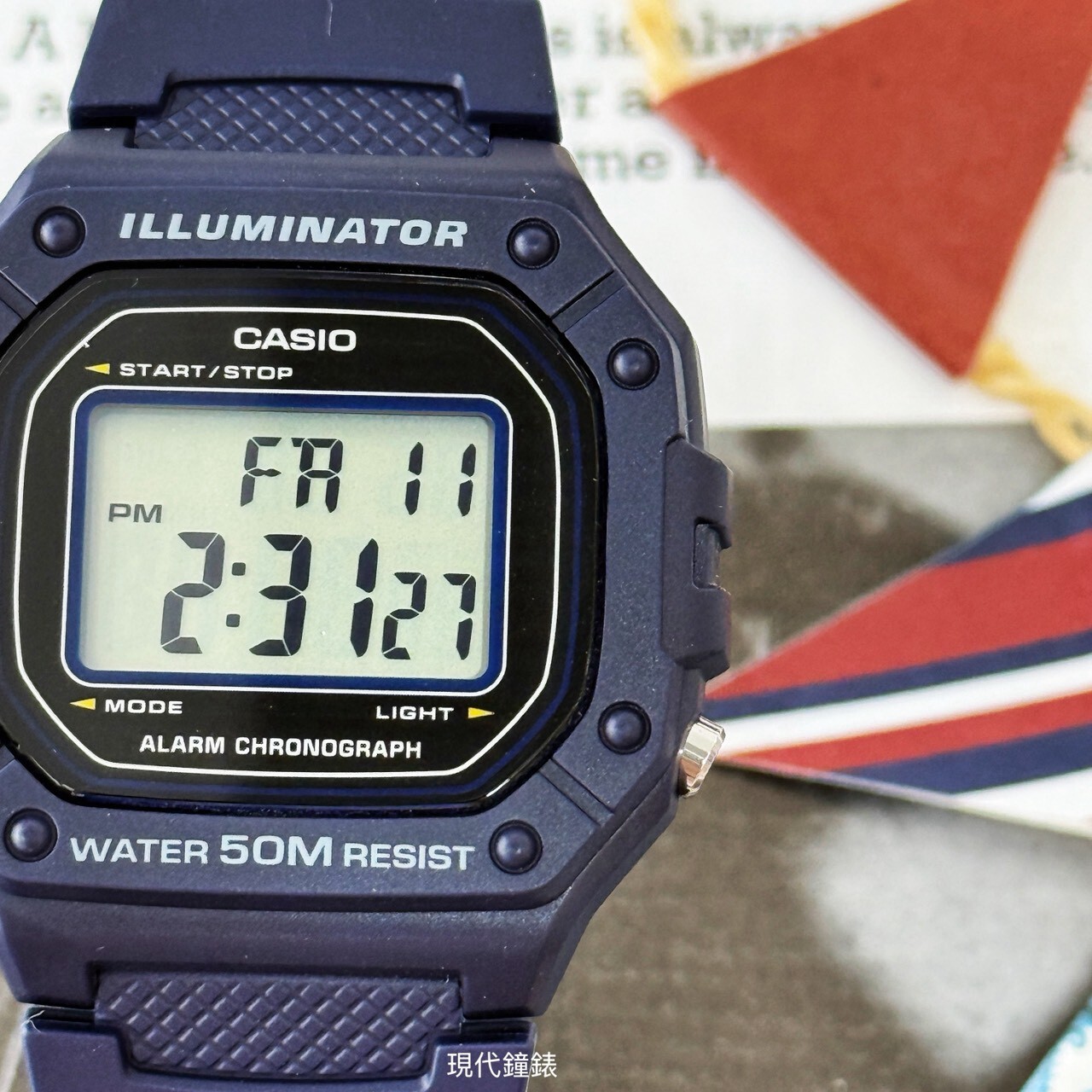 【CASIO 卡西歐】潮流復古方形電子錶 W-218H-2A 43.2mm現代鐘錶