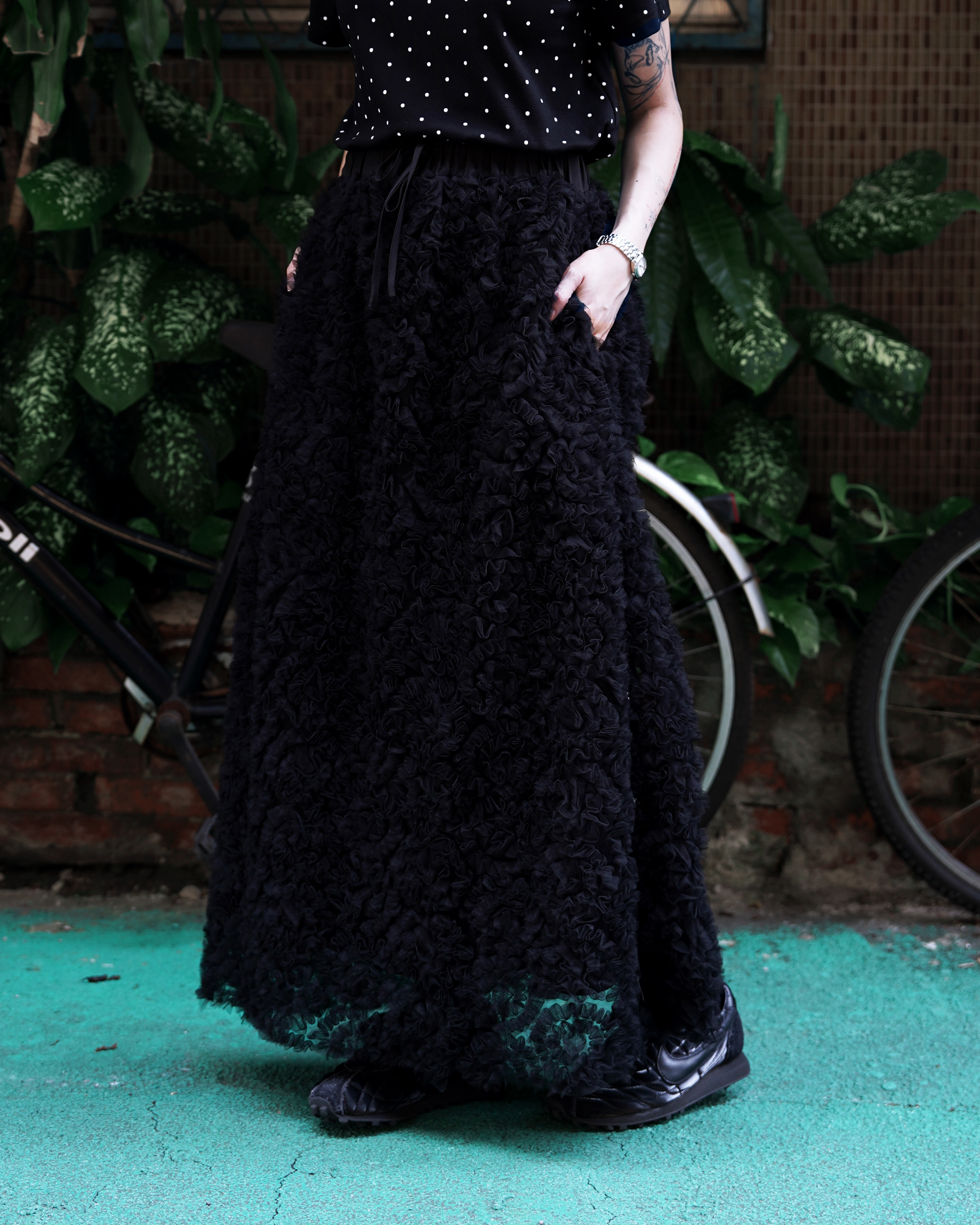 【 Kiki.co made 】Bloom by Bloom Mesh Skirt - Black