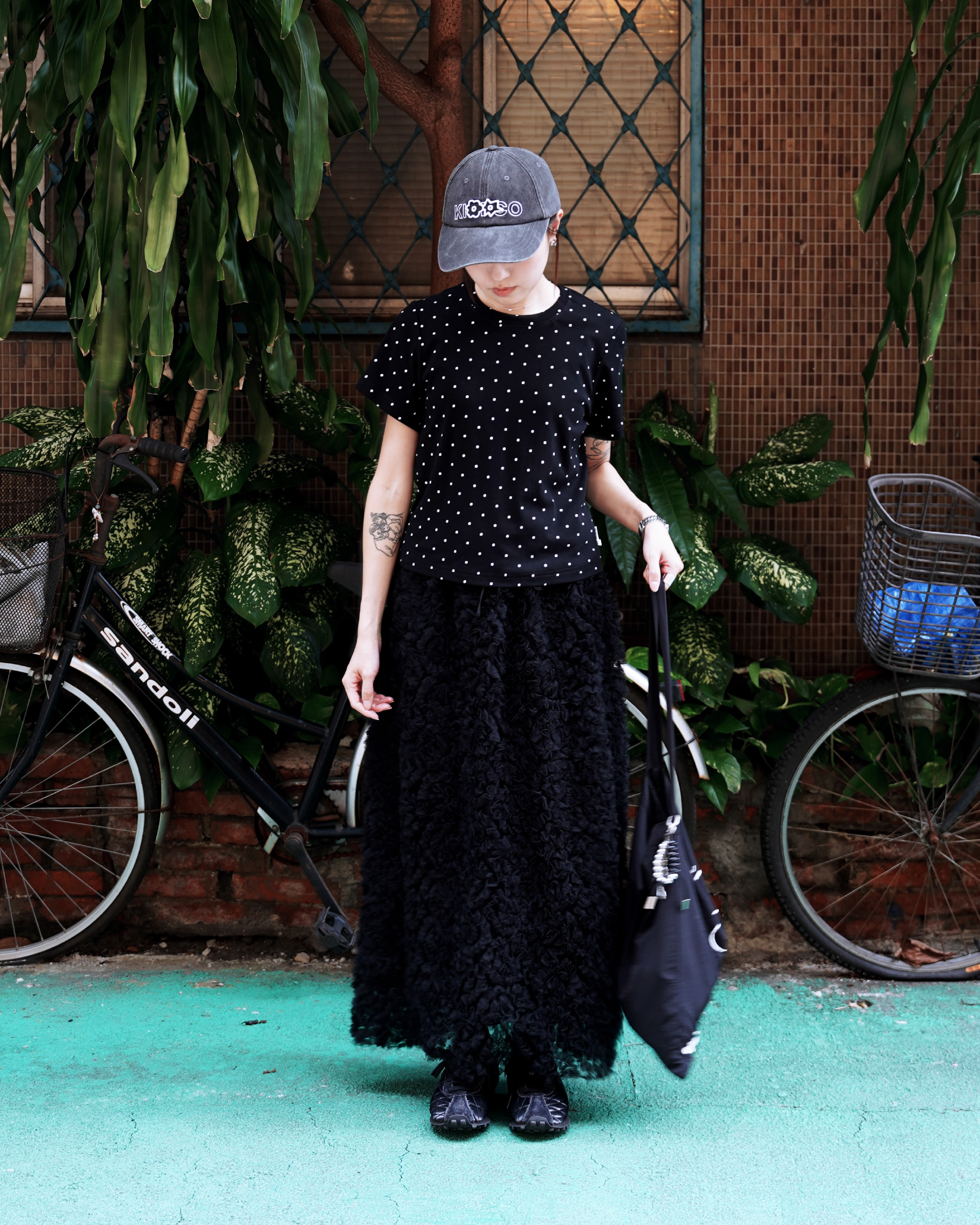 【 Kiki.co made 】Bloom by Bloom Mesh Skirt - Black