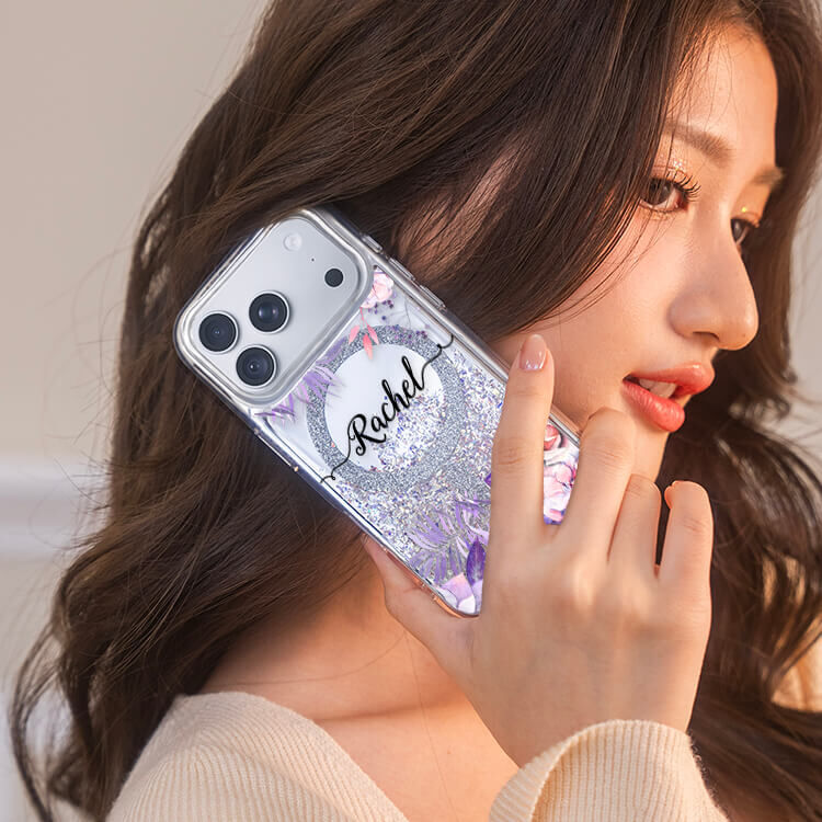 紫色叢林 (MagSafe磁吸) 閃耀鏡面殼 - (訂製名字) iPhone客製化手機殼