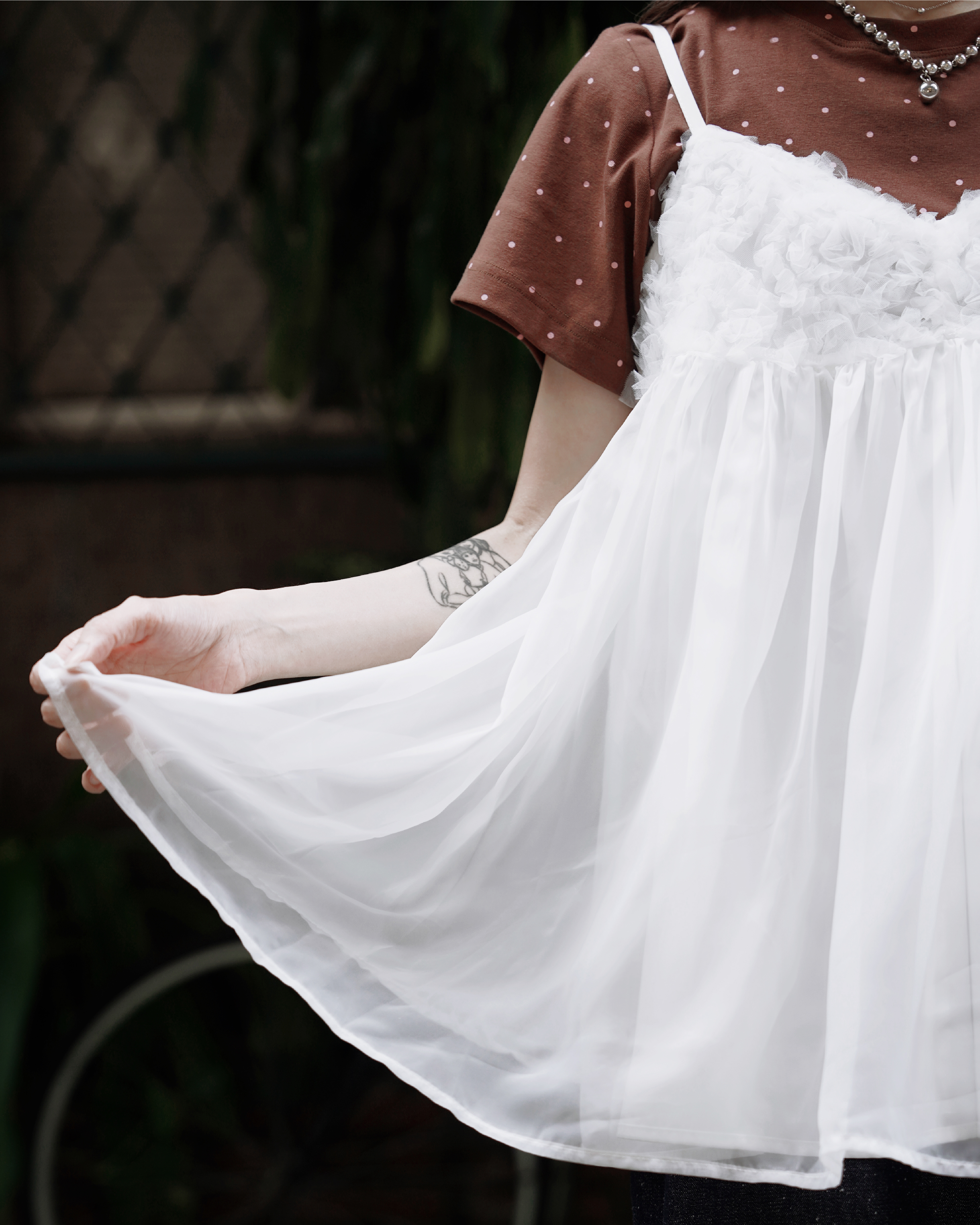 【 Kiki.co made 】 A Cloud to Wear Sheer Camisole - Ivory