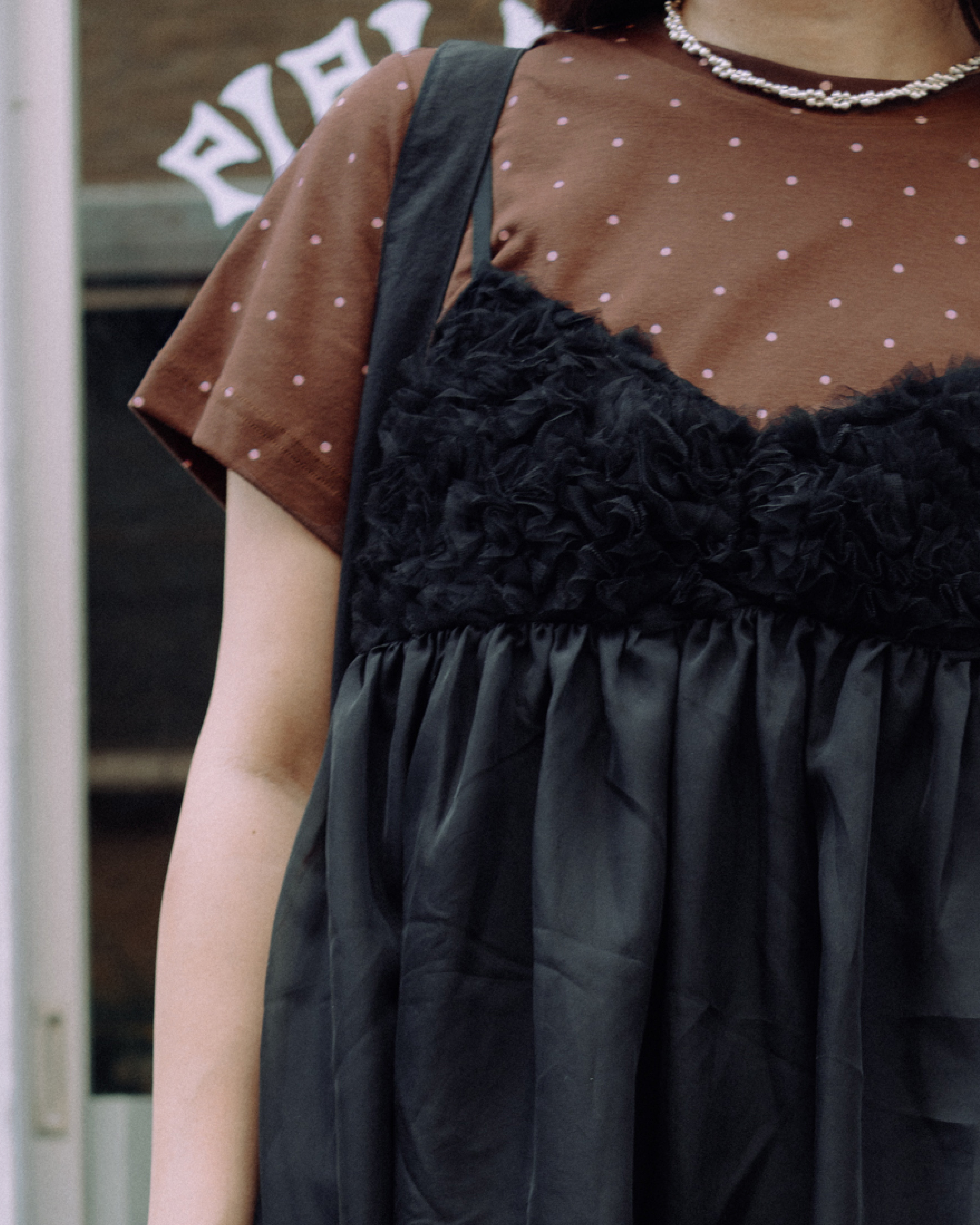 【 Kiki.co made 】 A Cloud to Wear Sheer Camisole - Black