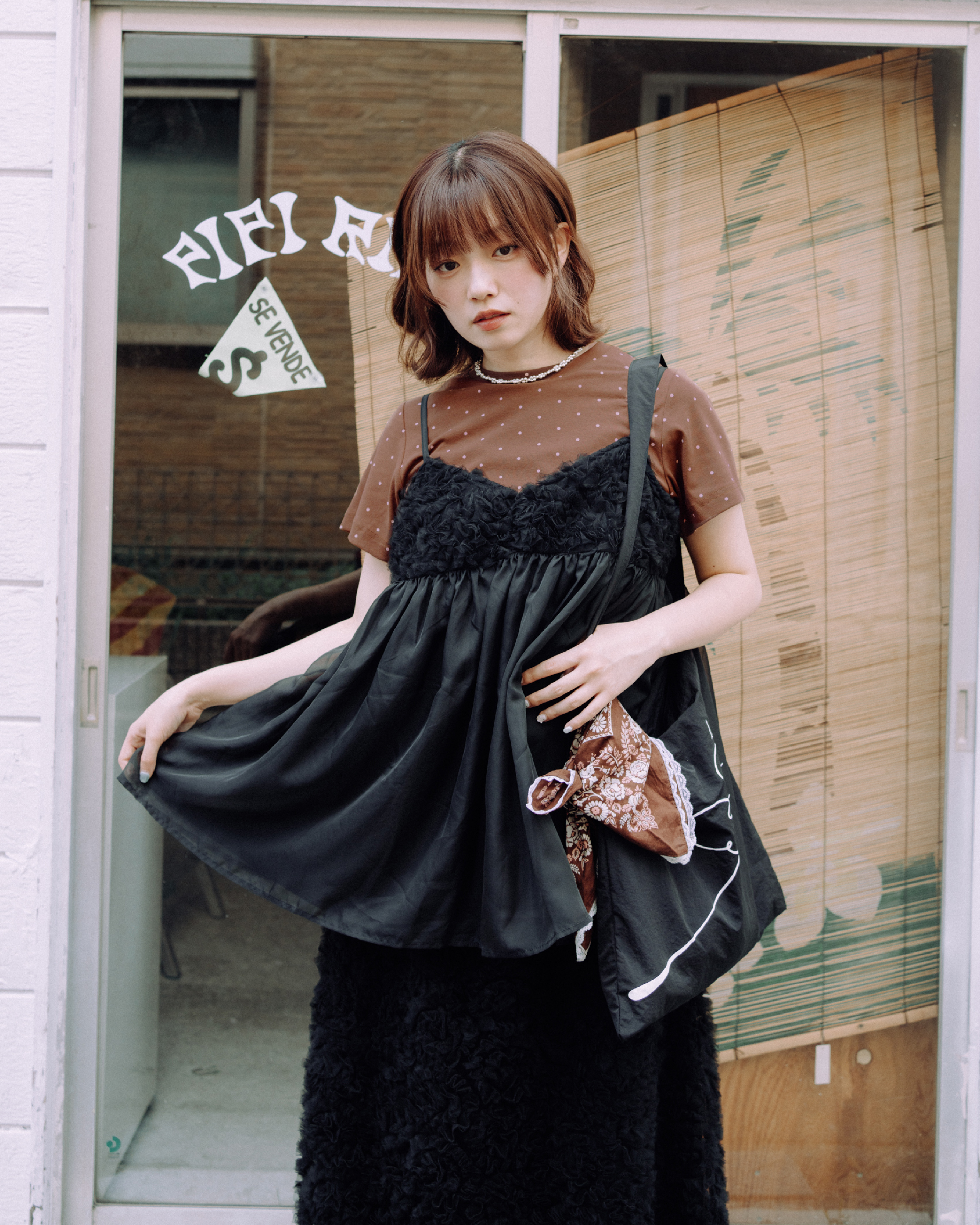 【 Kiki.co made 】 A Cloud to Wear Sheer Camisole - Black