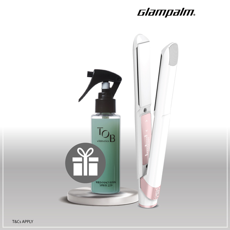 Glampalm GP201T 專業造型夾 [平面｜板闊1寸] - 雪白櫻花粉