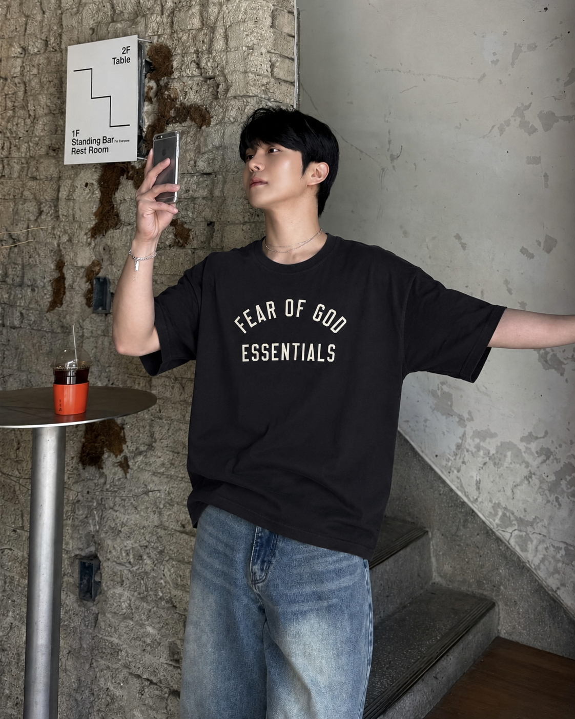 <現貨> Fear of God Essentials FW25 環字 大字 字母 鐵黑色 全黑 短T
