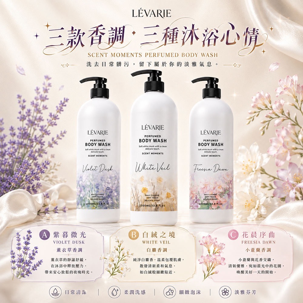 WSBB12811    LÉVARIE 香序時光・香水沐浴乳1000ml（11月下旬）