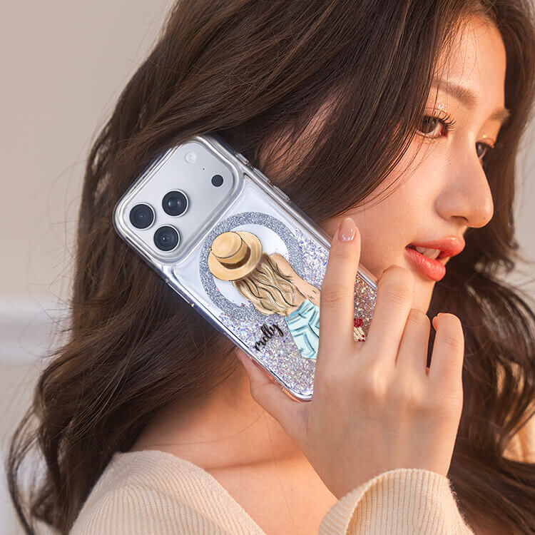 個性女孩 (MagSafe磁吸) 閃耀鏡面殼 - (訂製名字) iPhone客製化手機殼