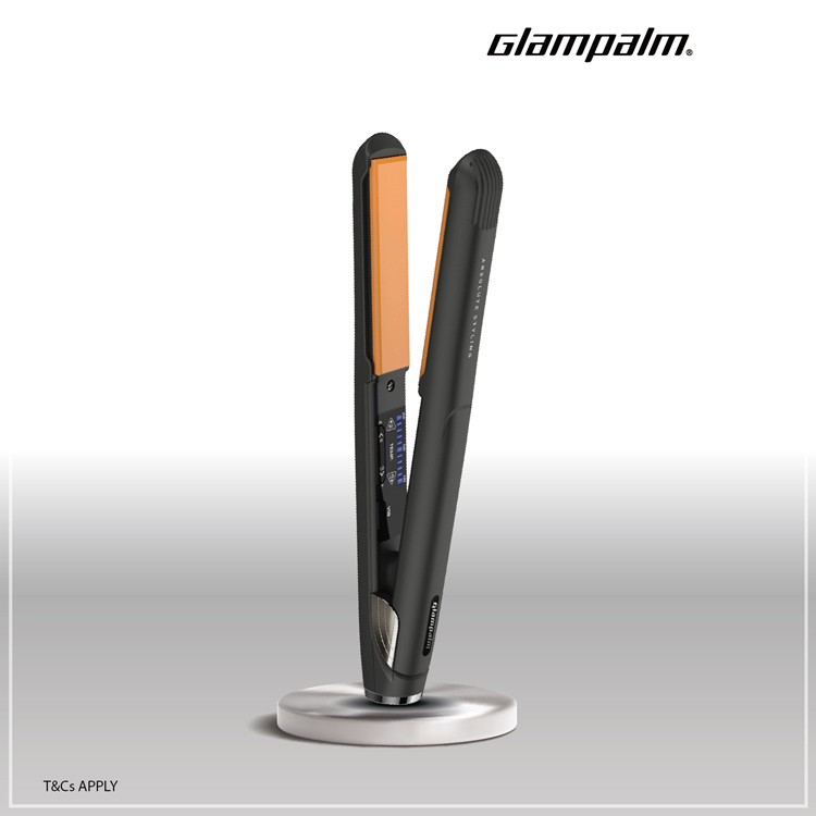 Glampalm GP225 震動導入修護造型夾 [ 平面｜板闊1寸] - 經典黑橙色