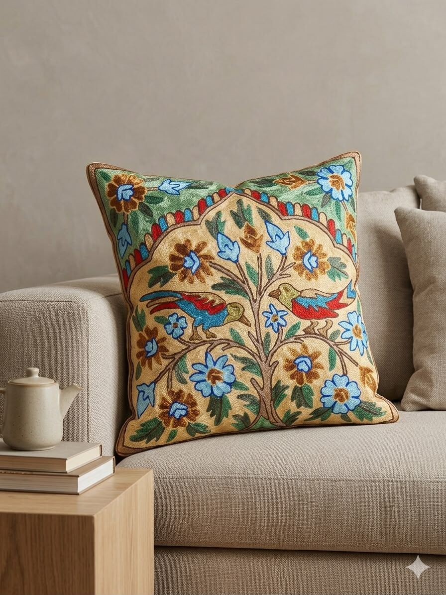 WA60 Scarfesia 手工咕𠱸套一個 Kashmiri Silk EMB (16 x 16 吋)  (Item 20)