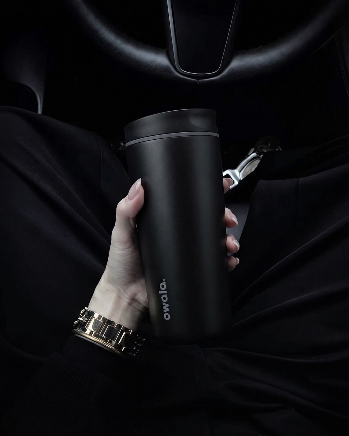OWALA SmoothSip Slider 不鏽鋼 防漏 隨行杯 咖啡杯 兩入組 20oz 黑白