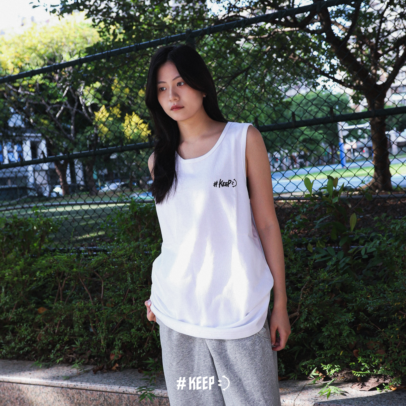 #KEEP VEST 黑色 白色 閃電微笑 重磅 內搭背心 坦克背心 健身 休閒 運動 背心【KS116】