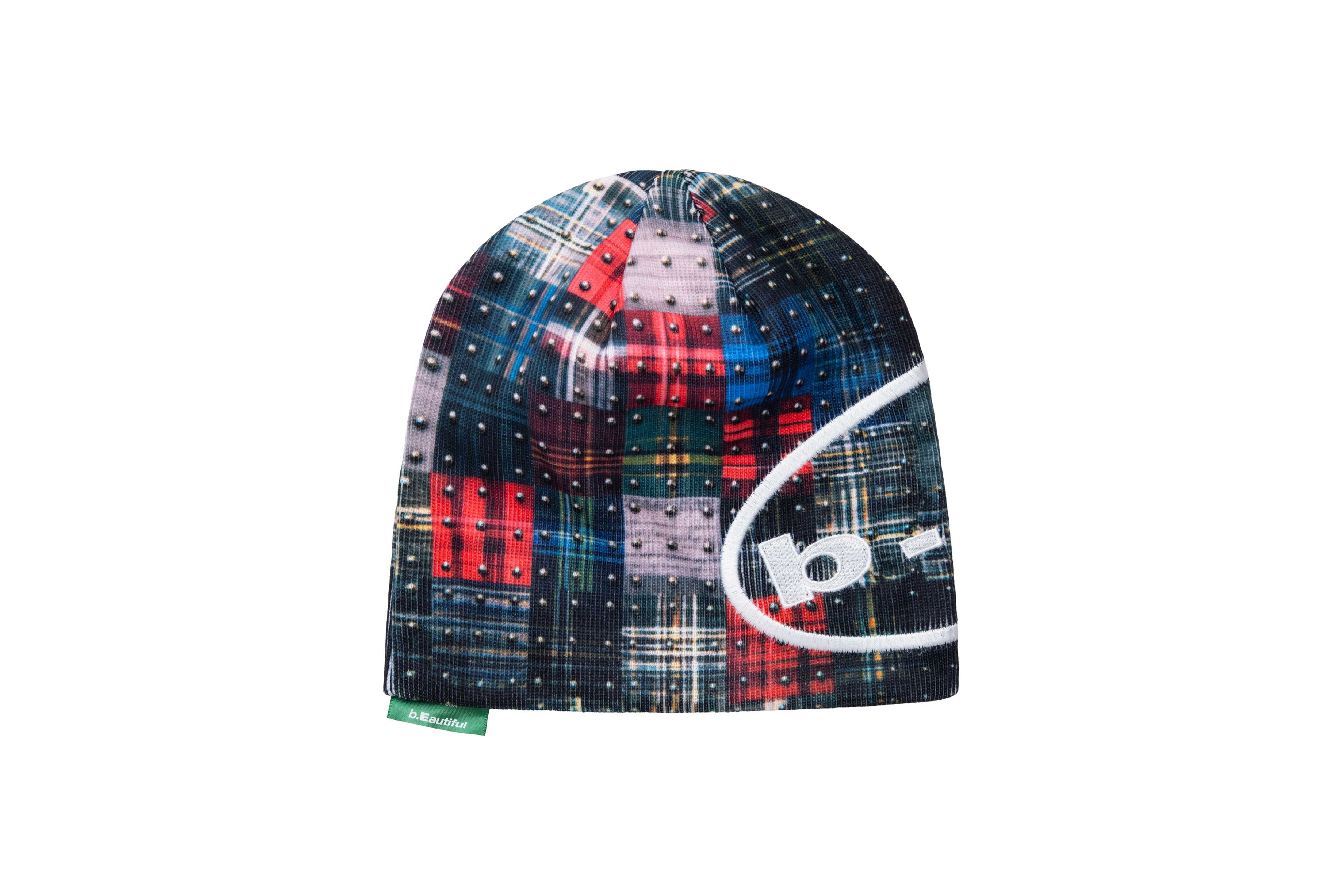 b.Eautiful "Studded Plaid Beanie" (Multi)