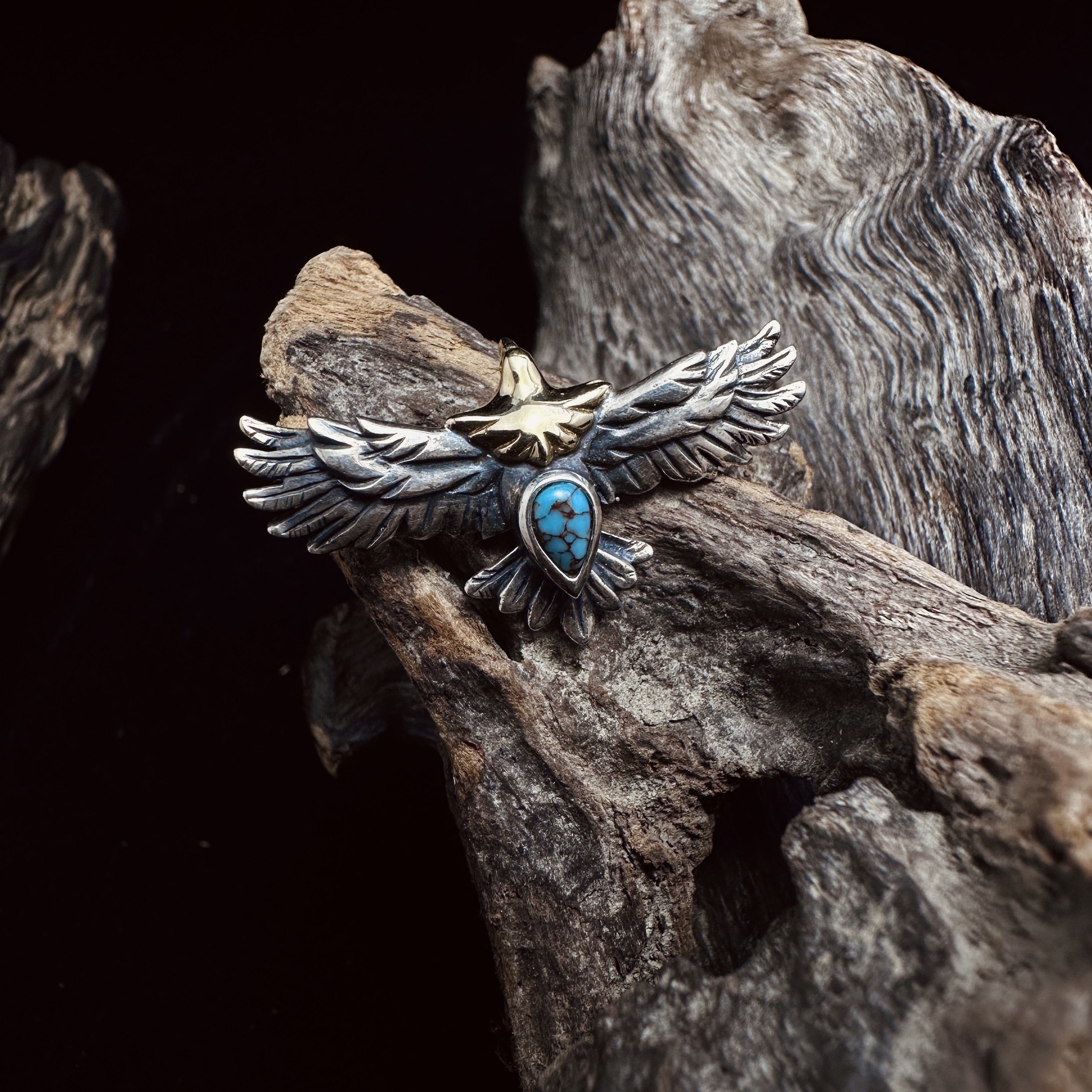 Black Venom Jewelry- Freedom & Prayer 3cm 18K Head Eagle with Egyptian turquoise