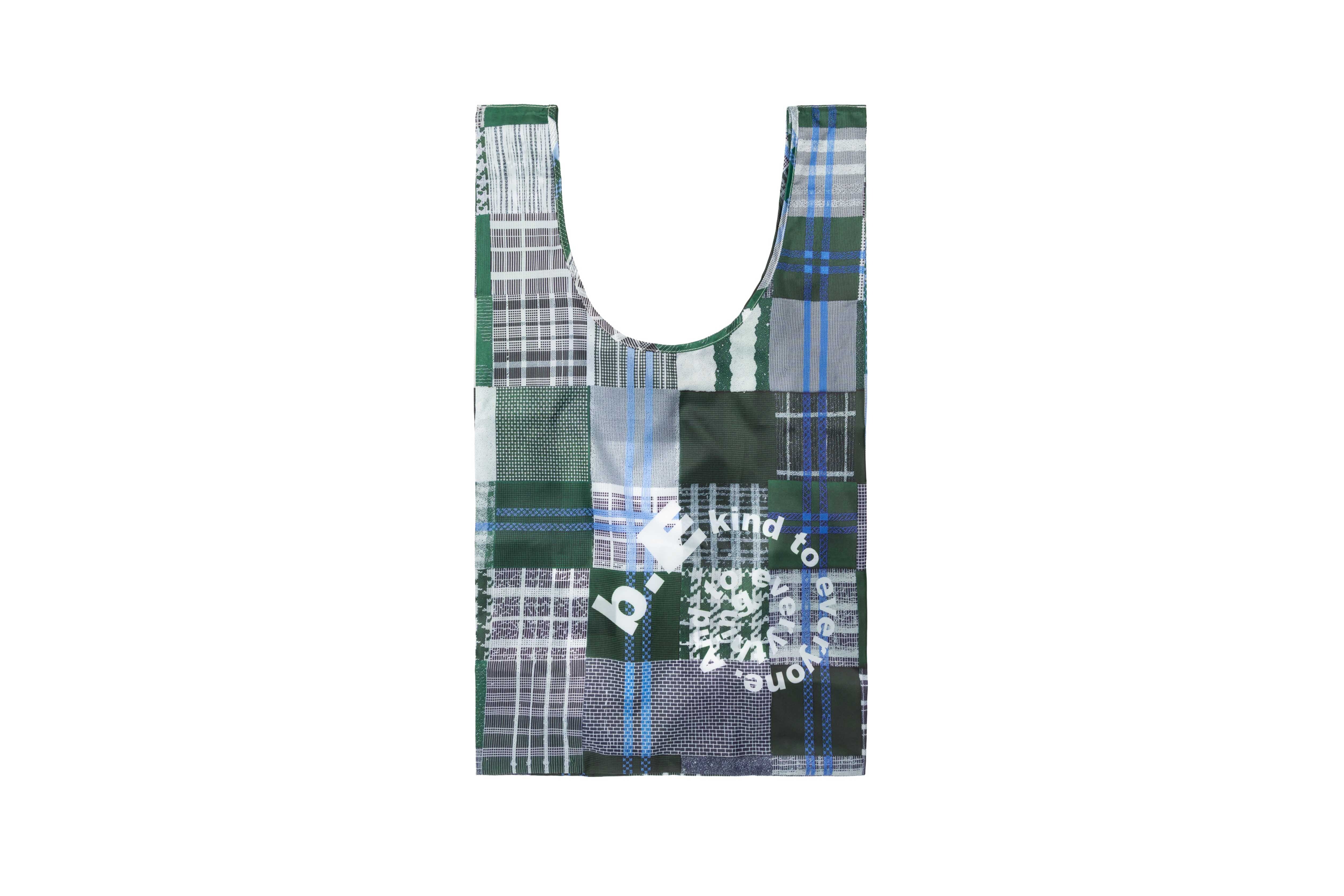 b.Eautiful "Green Mix Checker Reusable Bag Standard" (Green / White)