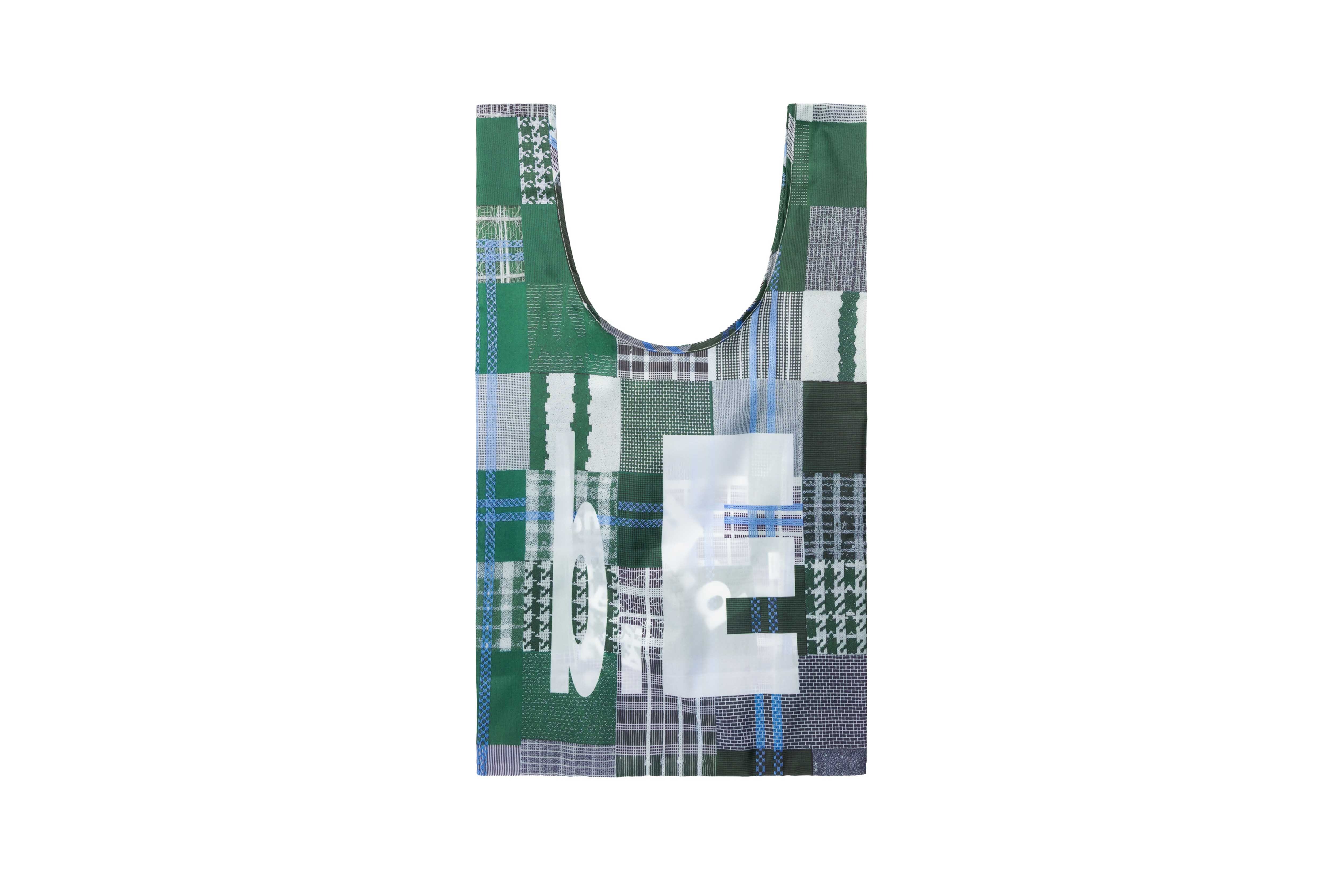 b.Eautiful "Green Mix Checker Reusable Bag Standard" (Green / White)