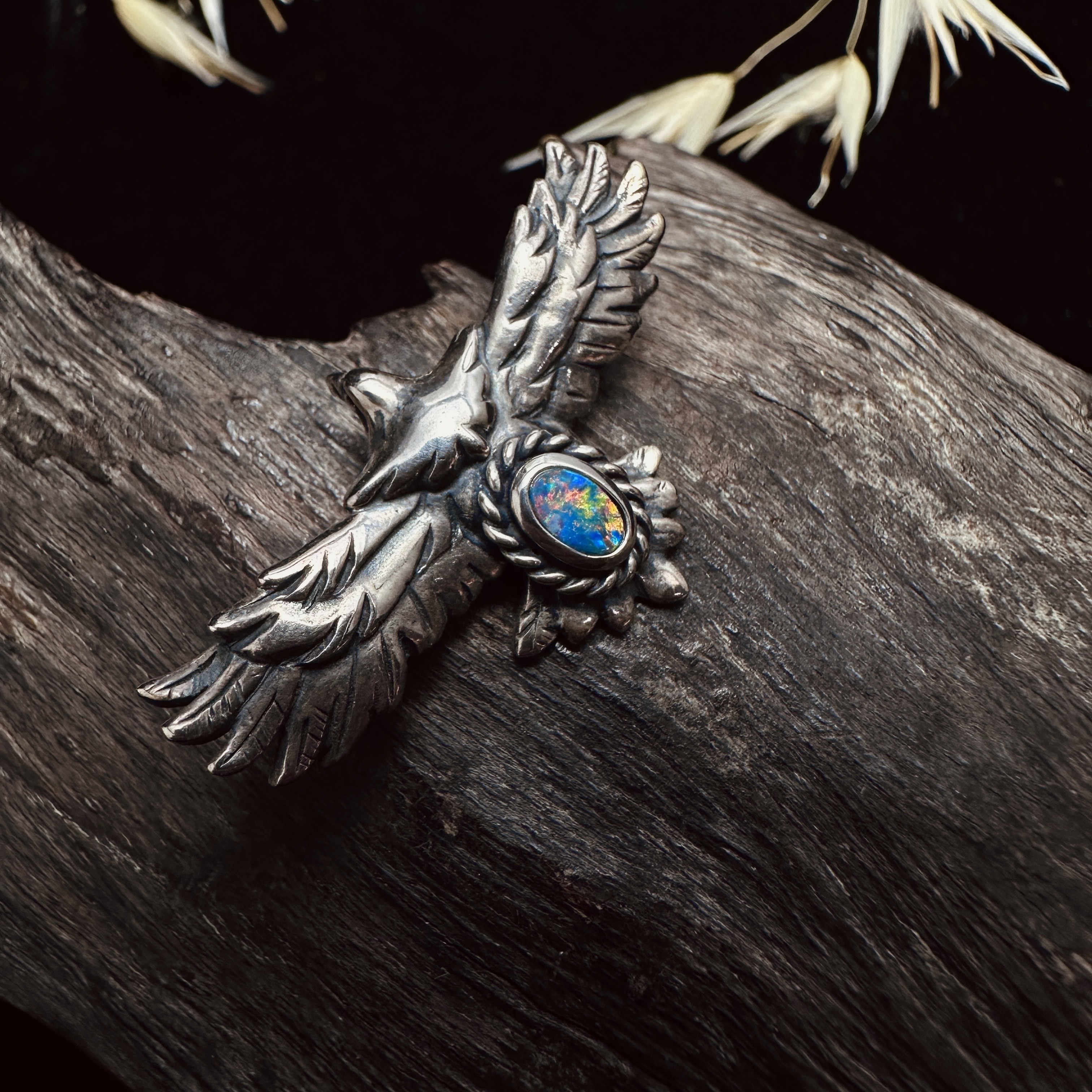 Black Venom Jewelry- Freedom & Prayer 4cm Head Eagle with Australian Opal