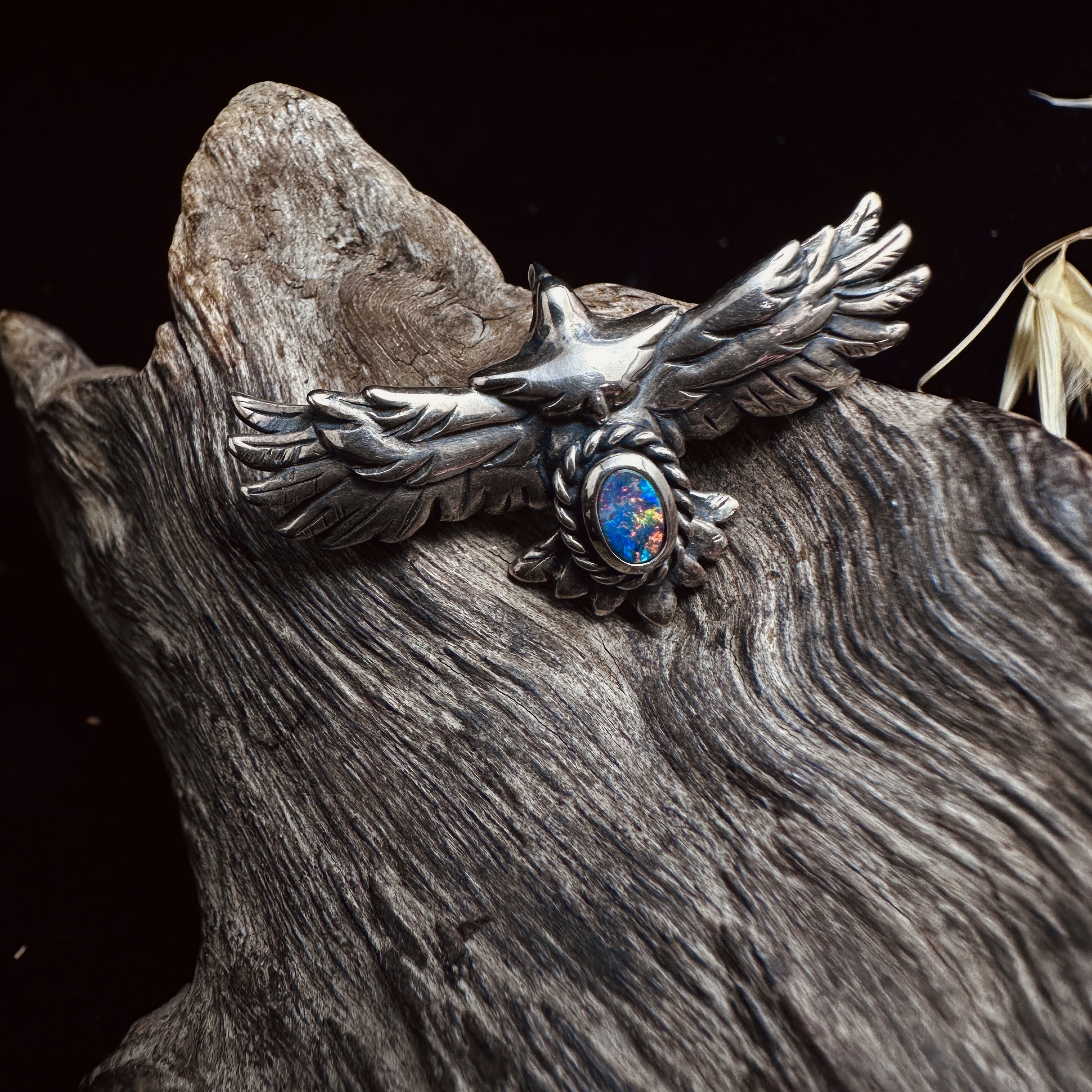 Black Venom Jewelry- Freedom & Prayer 4cm Head Eagle with Australian Opal