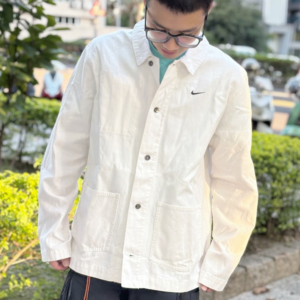 NIKE LIFE JACKET 米白 小勾刺繡 教練外套