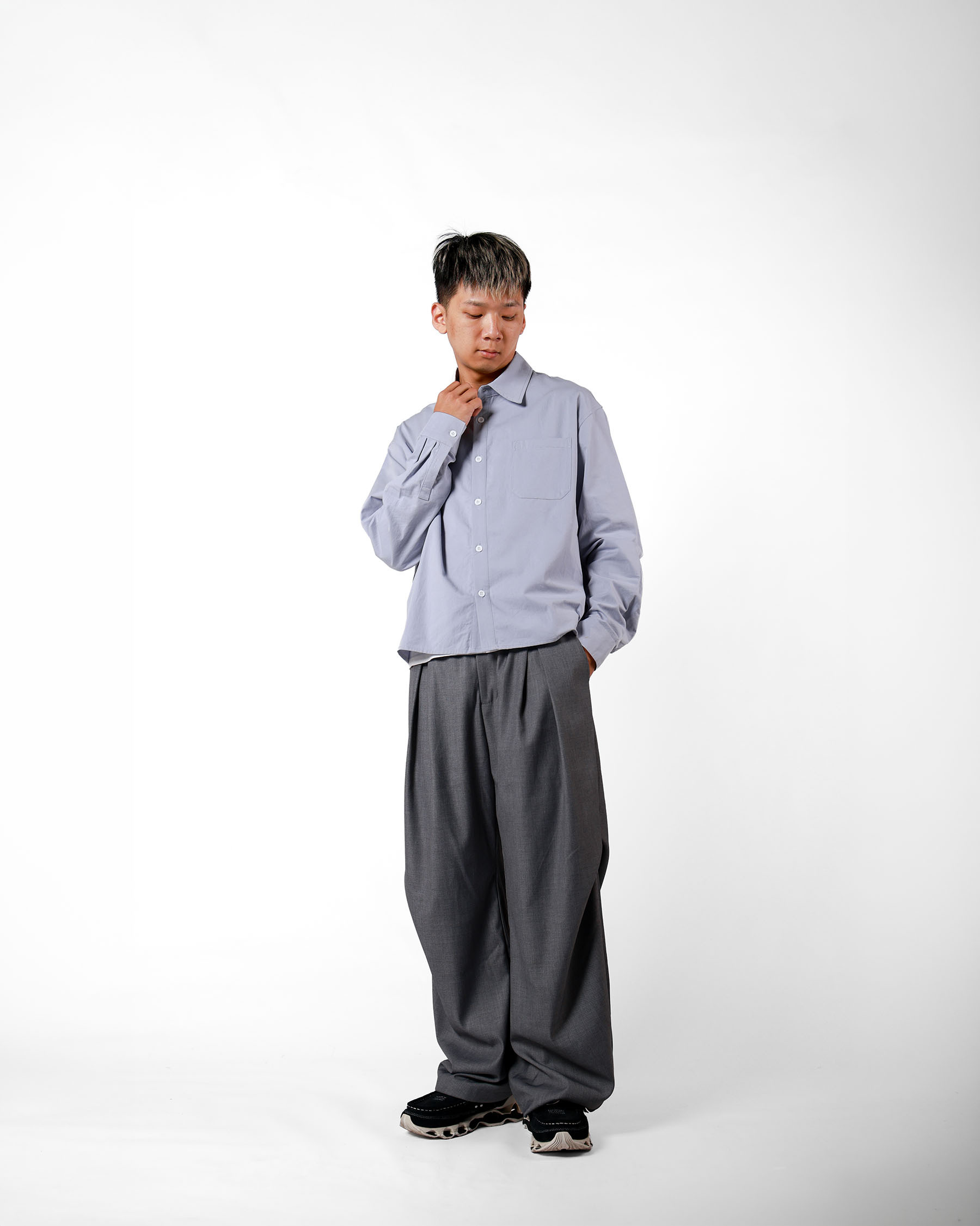 立體短版廓形襯衫 Boxy Short Shirt LT-012