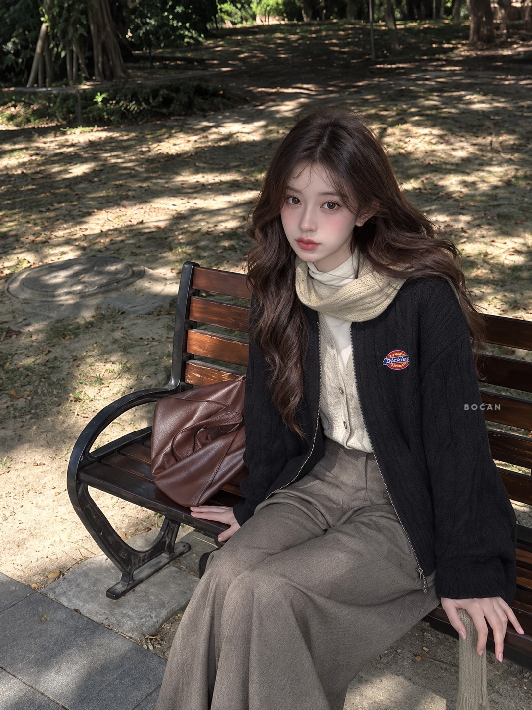 DICKIES 美式復古 純色麻花 雙拉鏈 立領 針織 毛衣 外套 男女同款