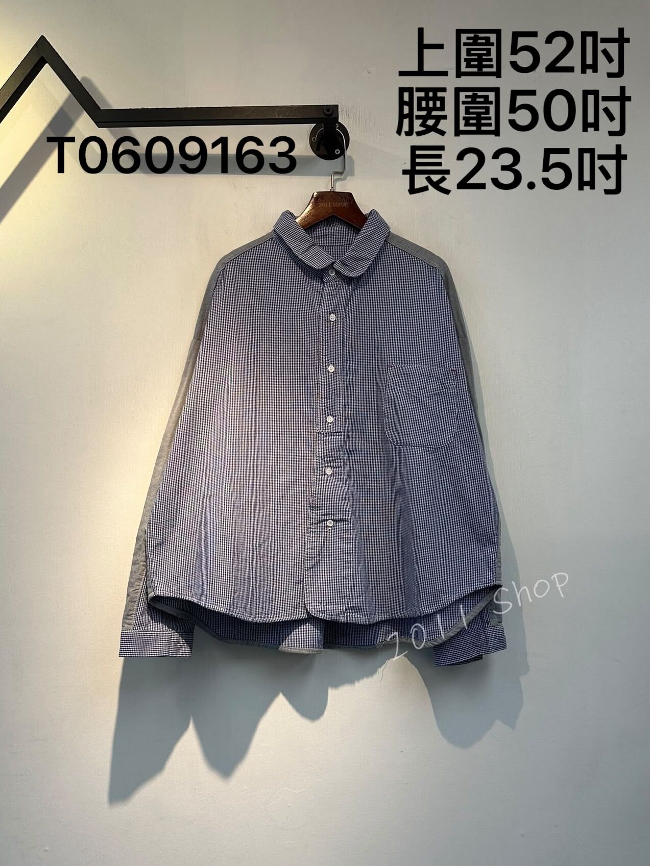 出口日本格仔拼布口袋恤衫  上圍52吋 腰圍50吋 長23.5吋  T0609163