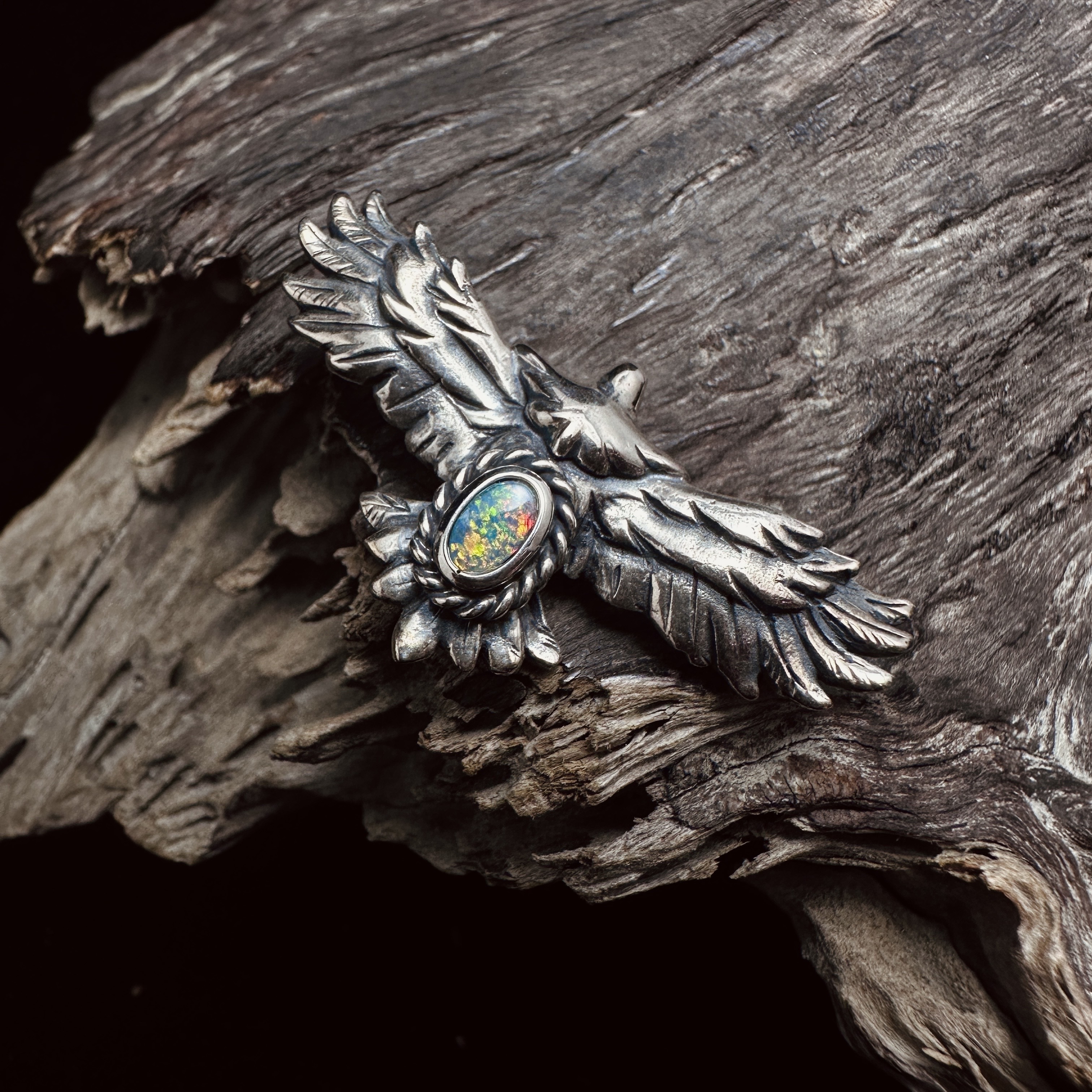 Black Venom Jewelry- Freedom & Prayer 4cm Head Eagle with Australian Opal