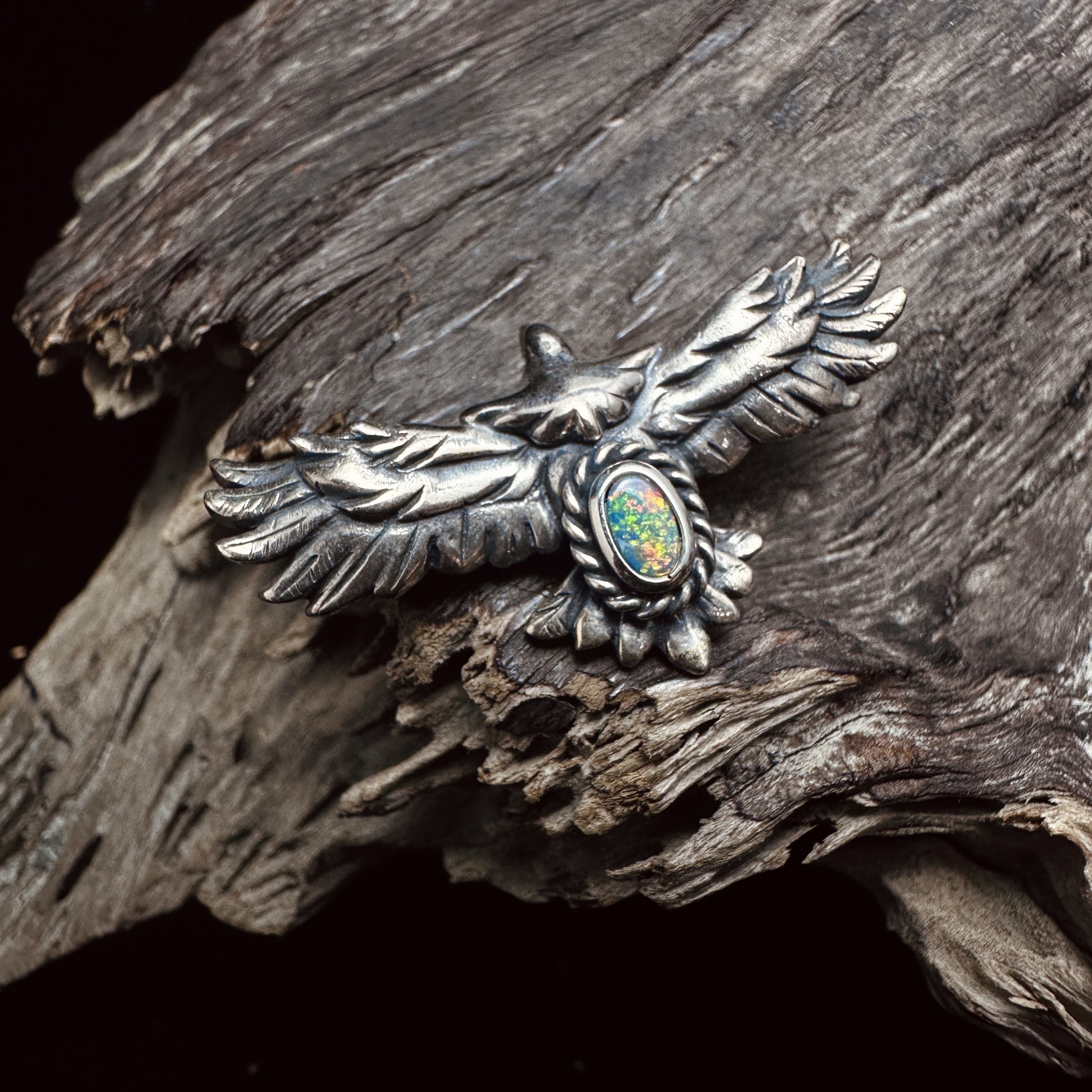 Black Venom Jewelry- Freedom & Prayer 4cm Head Eagle with Australian Opal