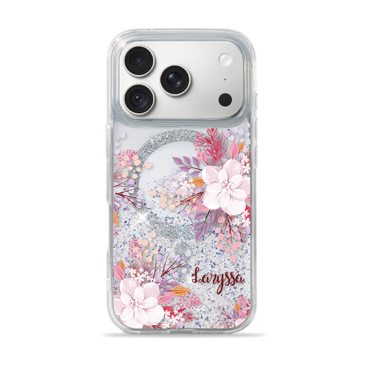 淡粉櫻花 (MagSafe磁吸) 閃耀鏡面殼 - (訂製名字) iPhone客製化手機殼