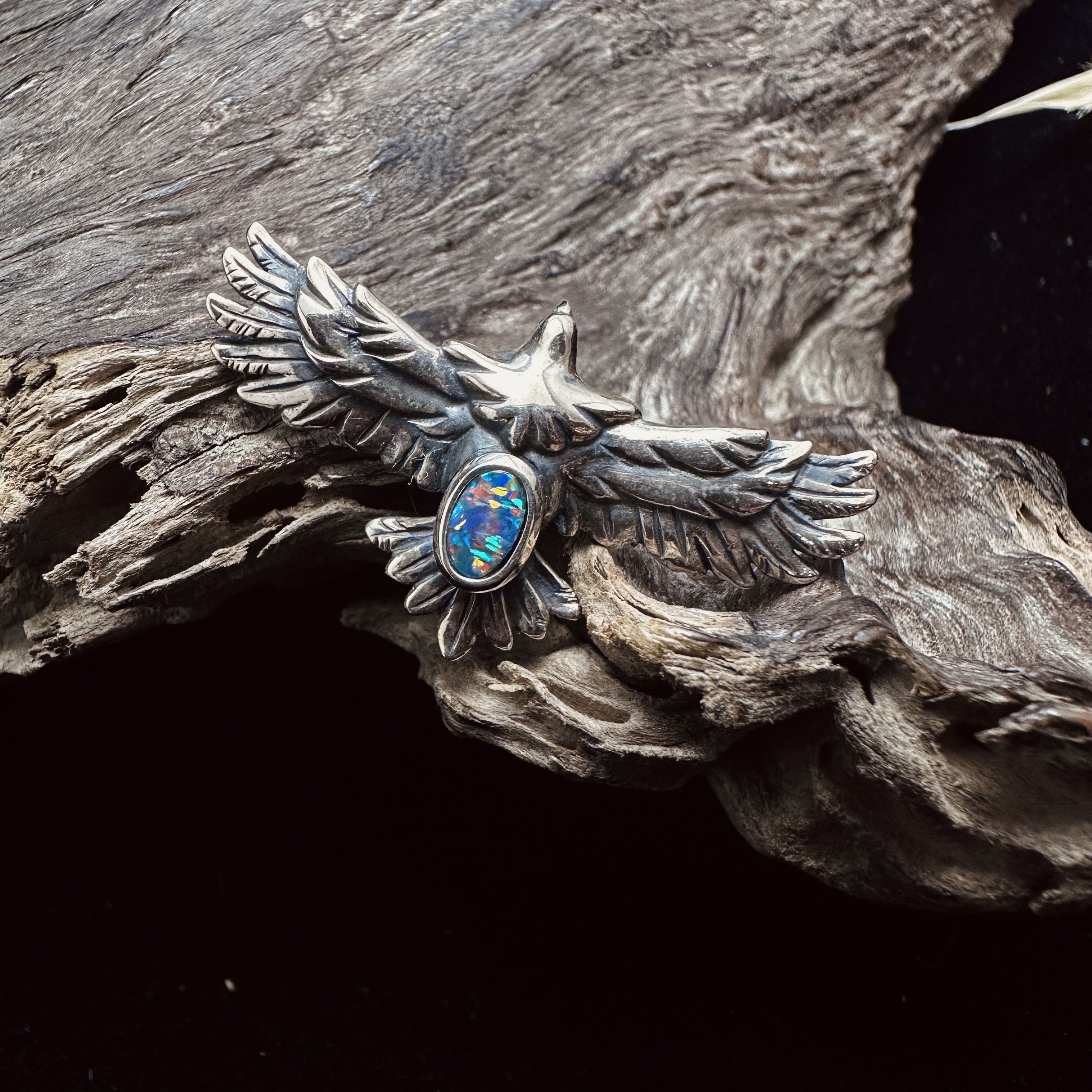 Black Venom Jewelry- Freedom & Prayer 3cm Head Eagle with Australian Opal